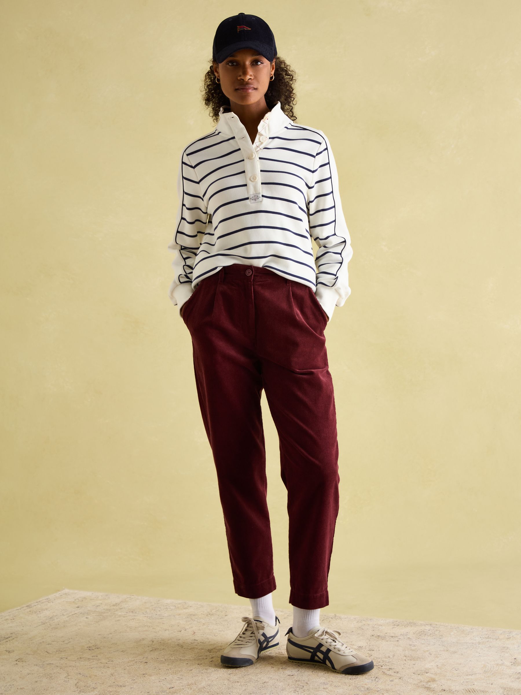 Southwold Navy & Cream Button Down Striped Sweatshirt - Image 5 of 10