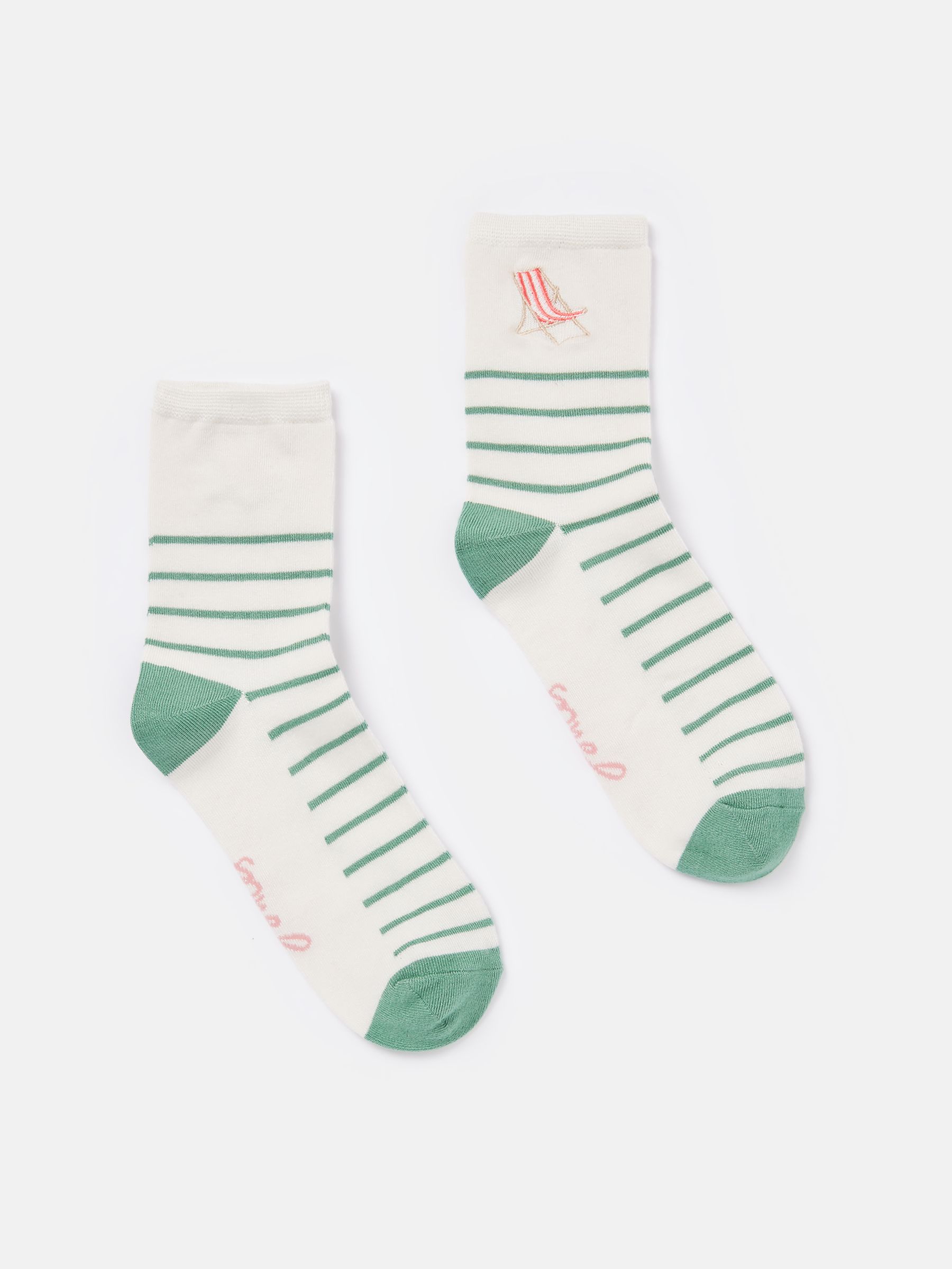 Embroidered Green/White Ankle Socks - Image 1 of 3