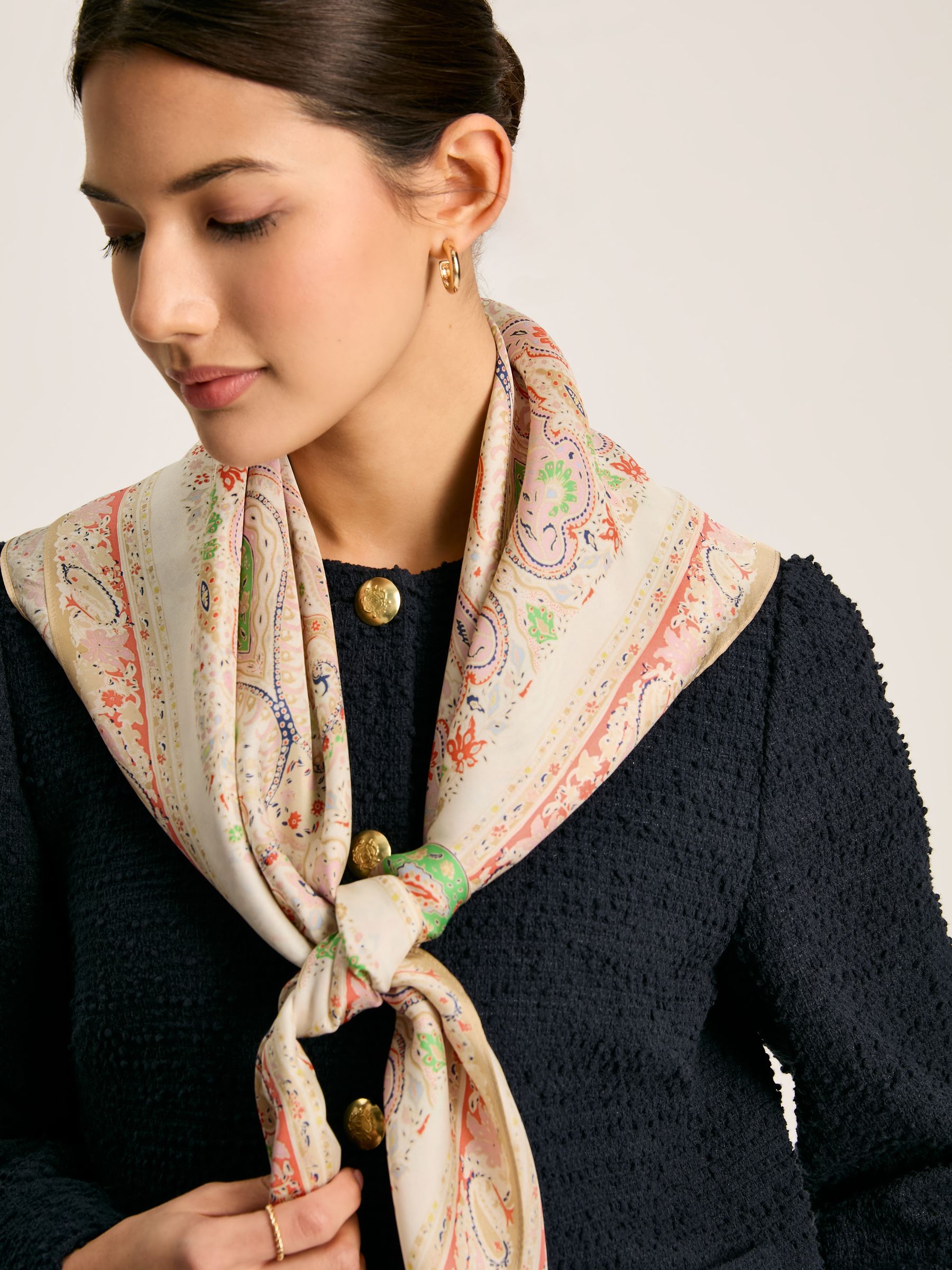 Bloomfield Cream Paisley Square Silk Scarf - Image 1 of 5