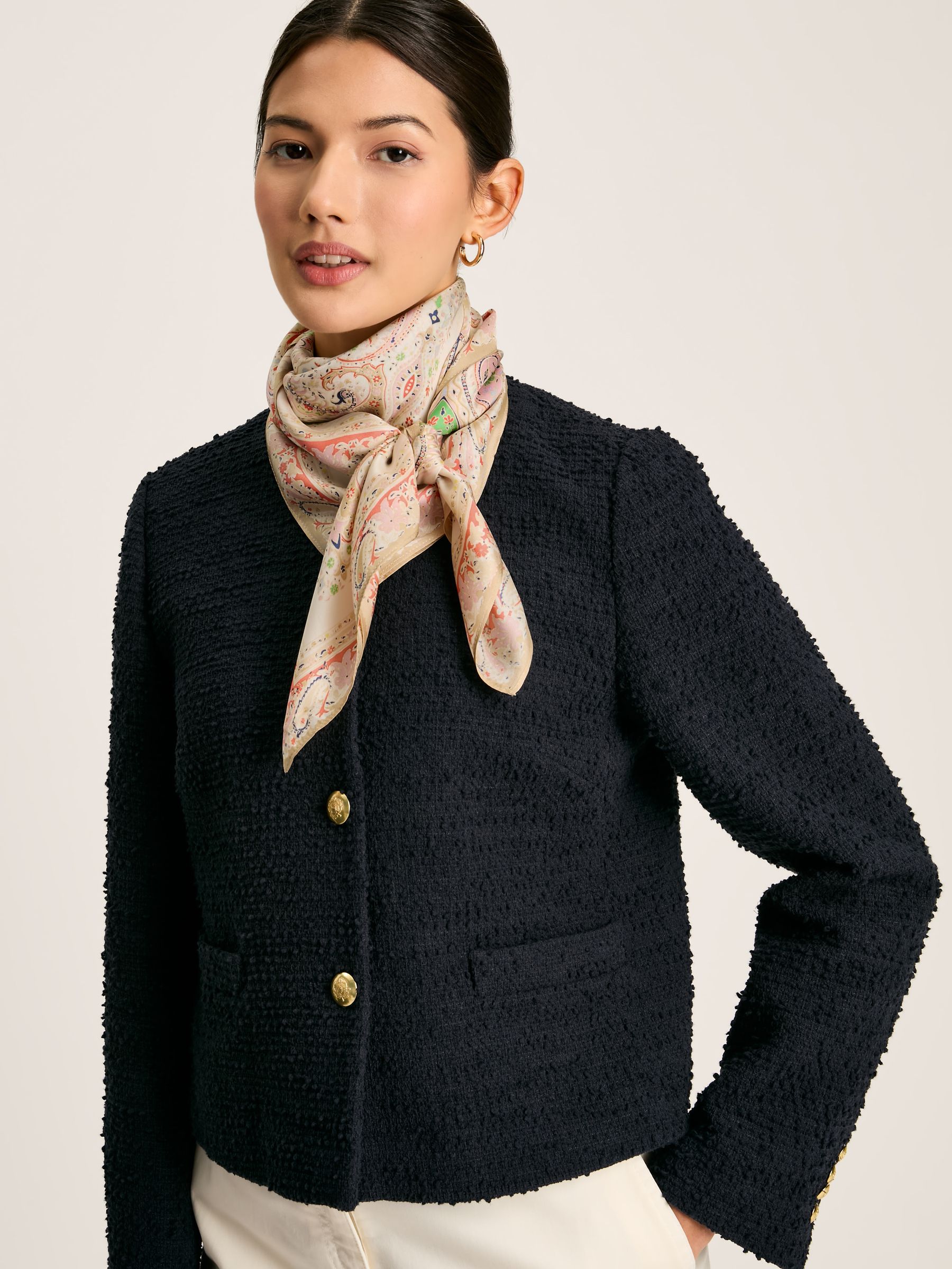 Bloomfield Cream Paisley Square Silk Scarf - Image 2 of 5