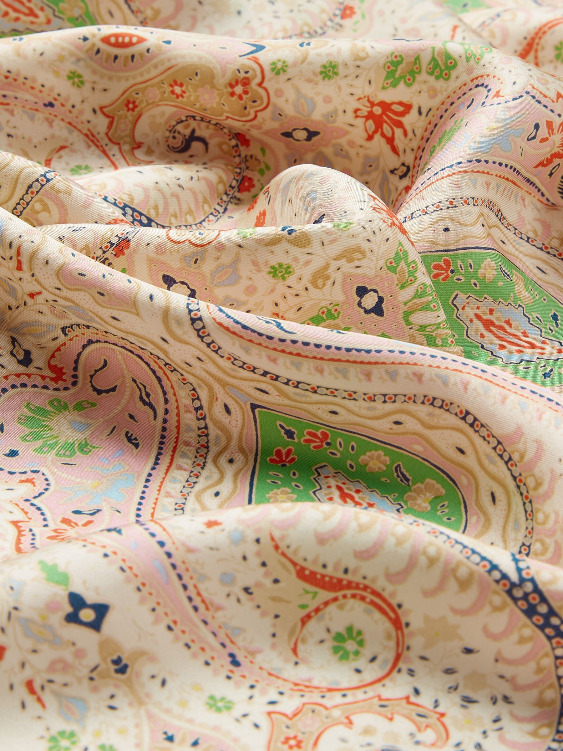 Bloomfield Cream Paisley Square Silk Scarf - Image 4 of 5