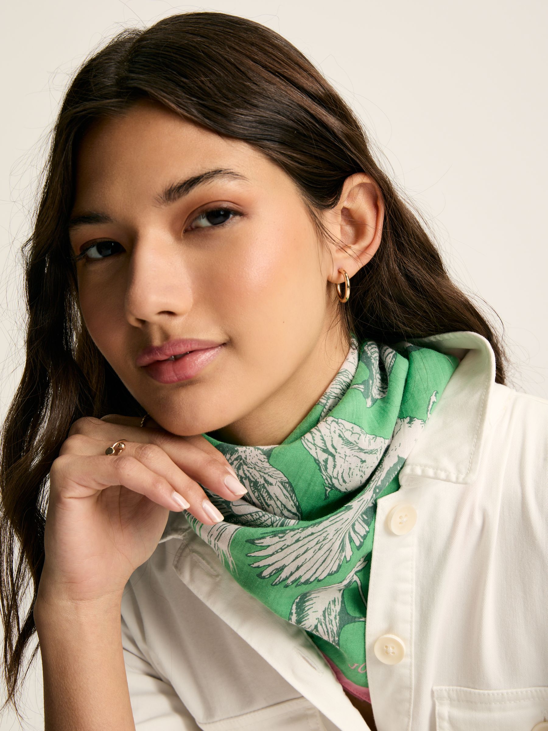 Kensington Green & Pink Cotton Square Scarf - Image 1 of 5