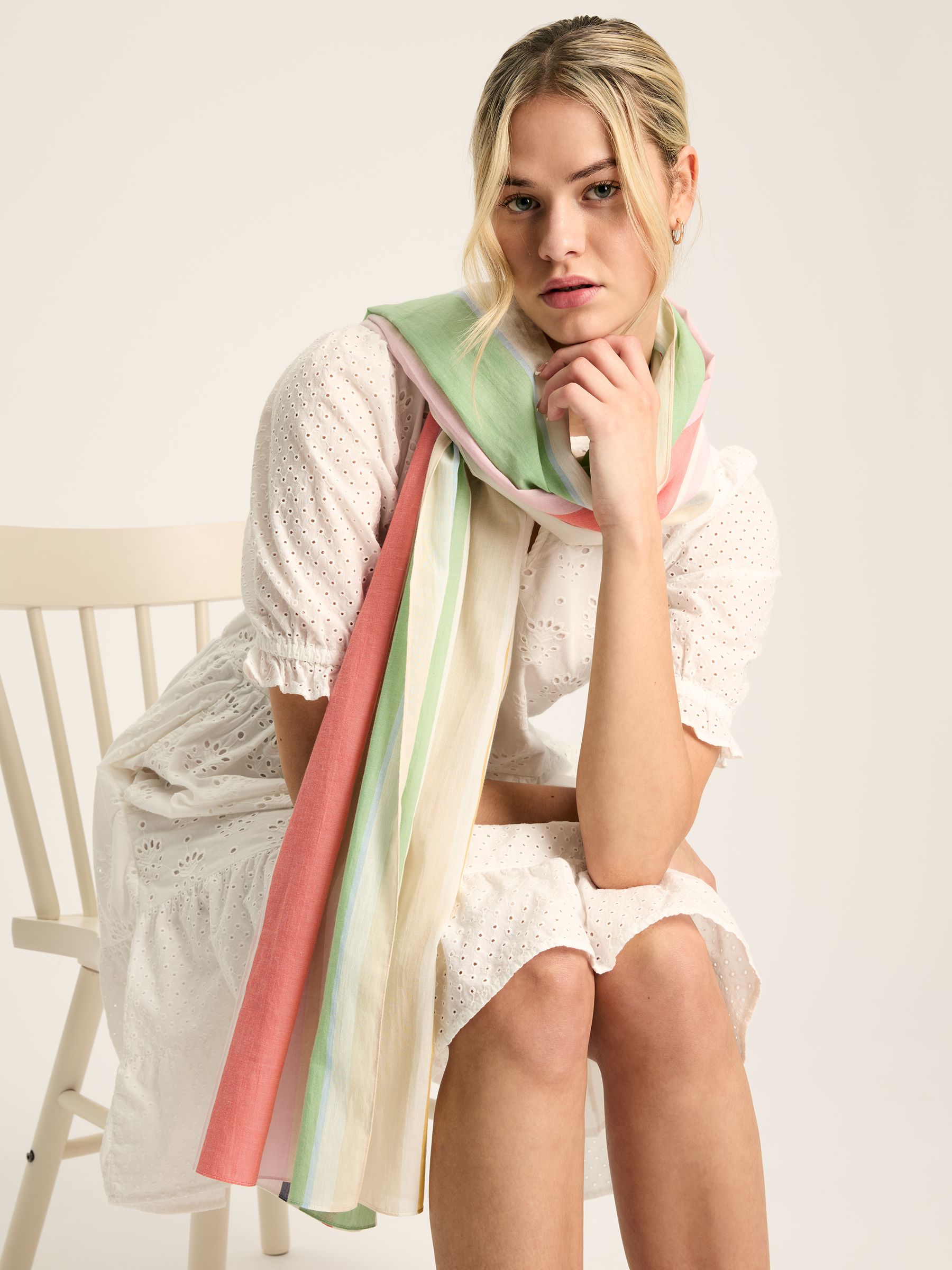 Harlyn Stripe Cotton Summer Scarf - Image 2 of 5