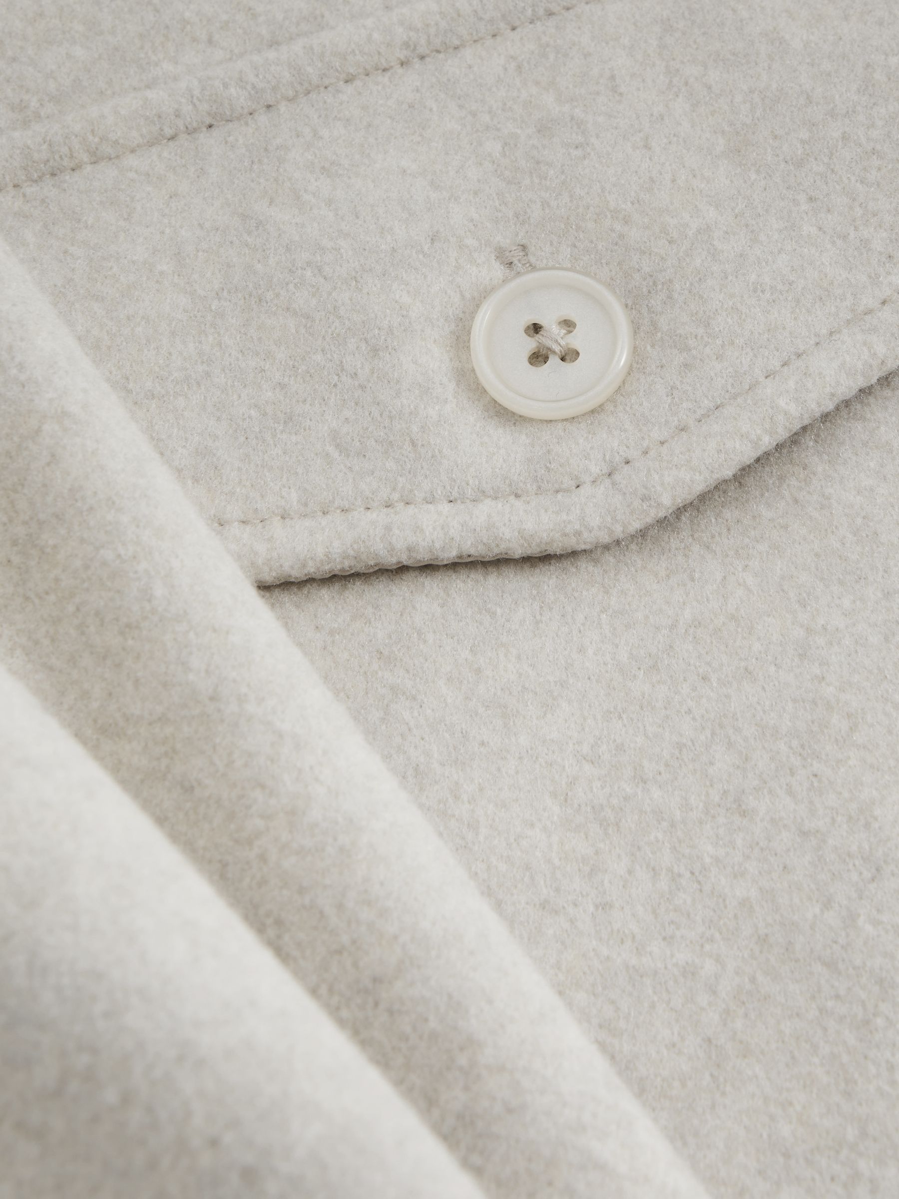 Good American Oversized Brushed Button-Through Shacket in Oatmeal Heather - Image 6 of 6
