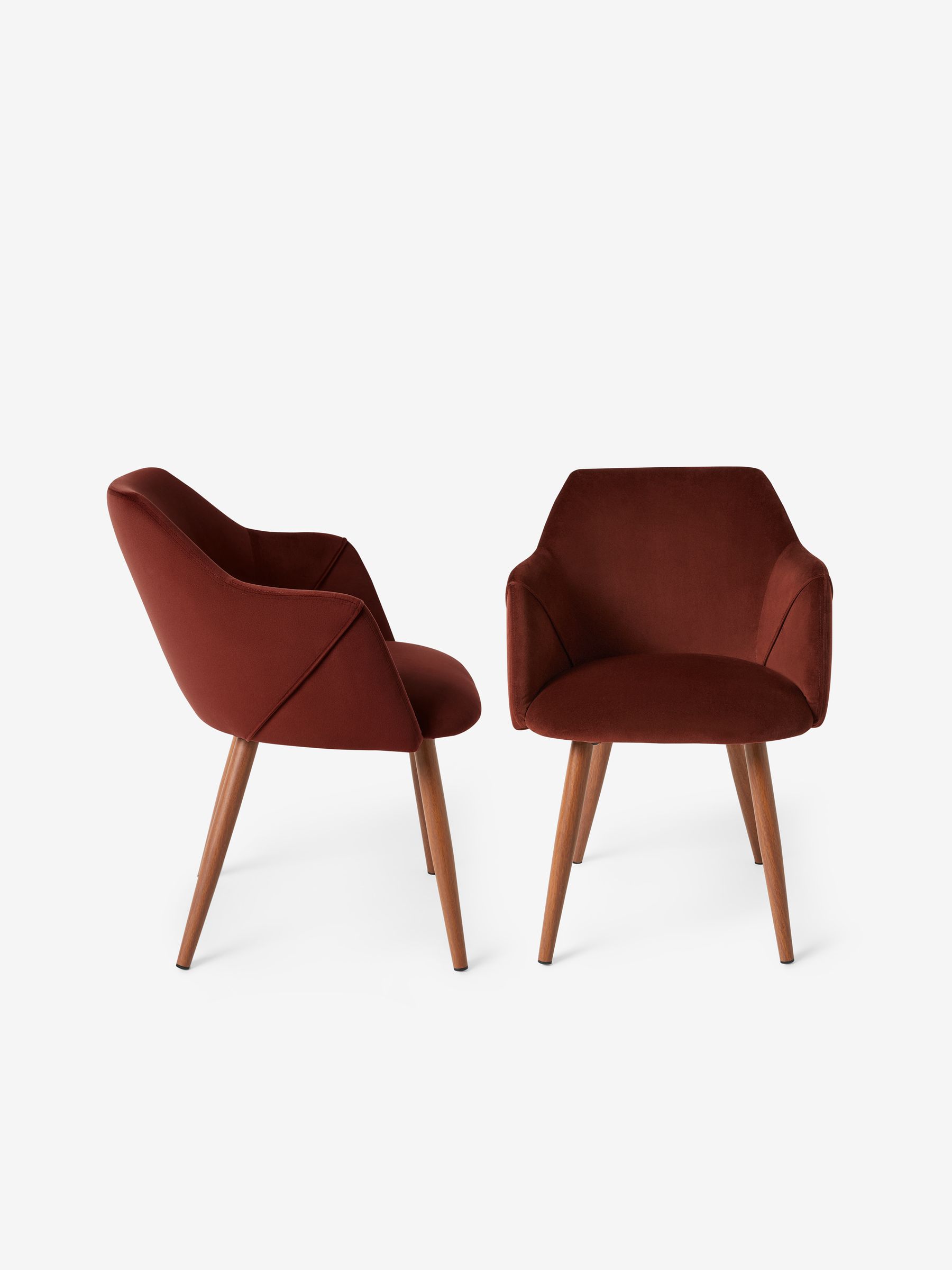 Set of 2 Lule Arm Dining Chairs in Rust Red and Walnut Legs - Image 2 of 3