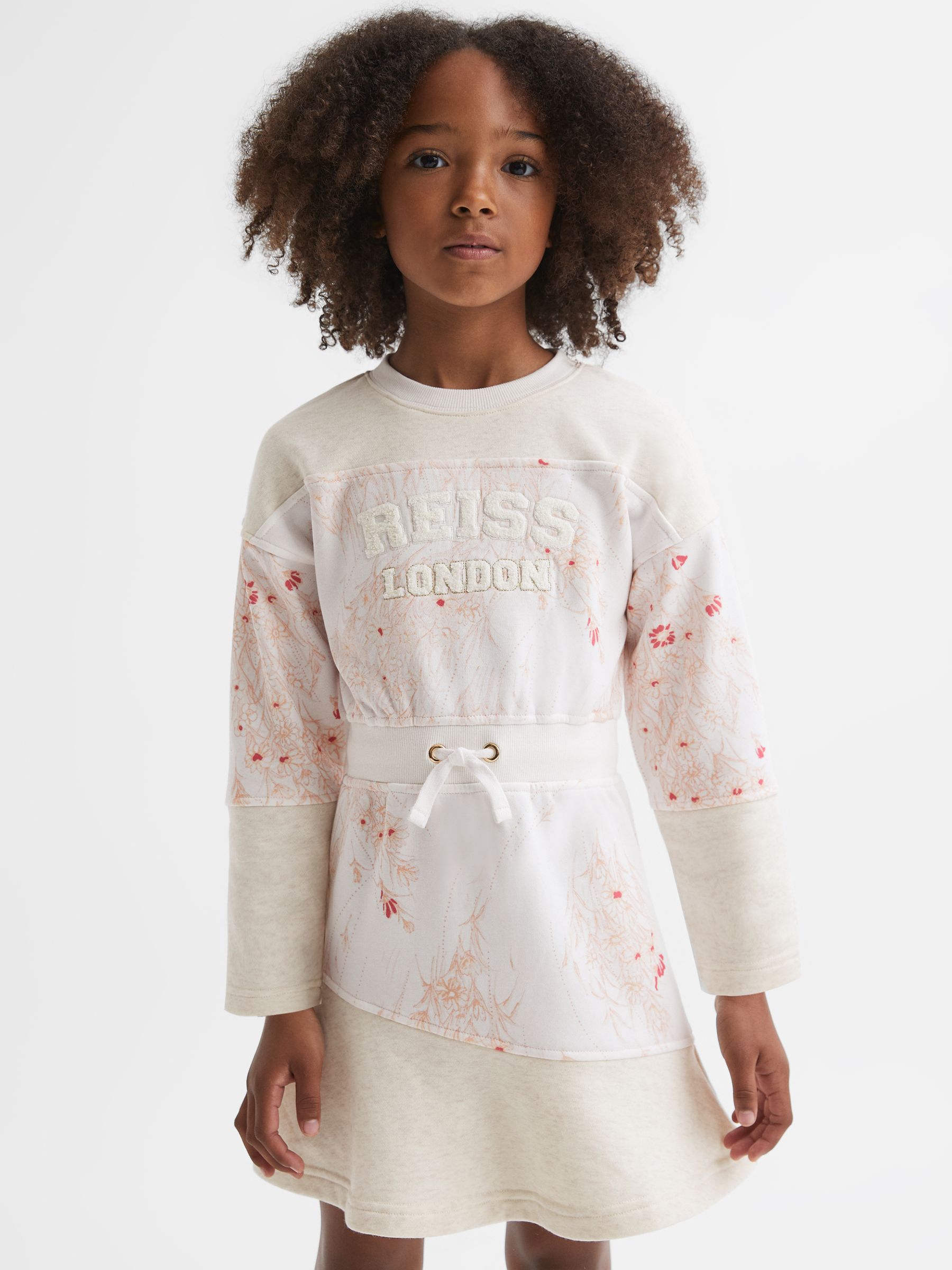 9-13 yrs Cotton Blend Drawstring Dress in Pink - Image 1 of 7
