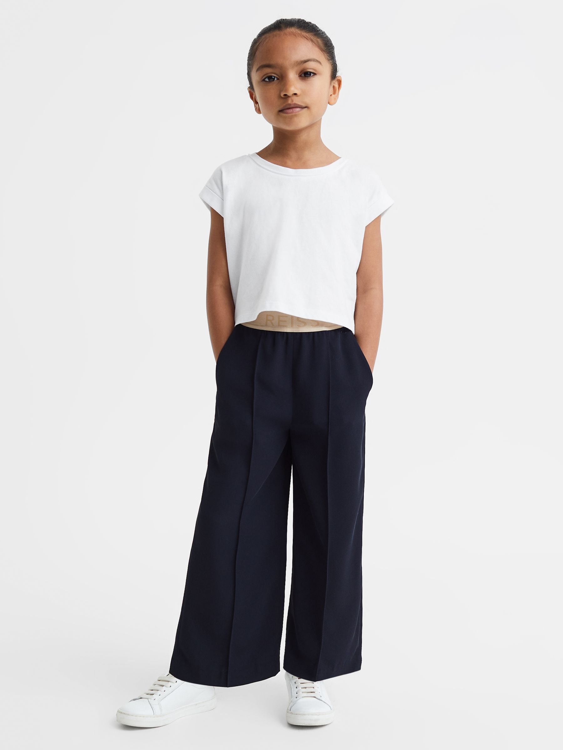 9-13 yrs Cotton Crew Neck Crop Top in White - Image 3 of 6