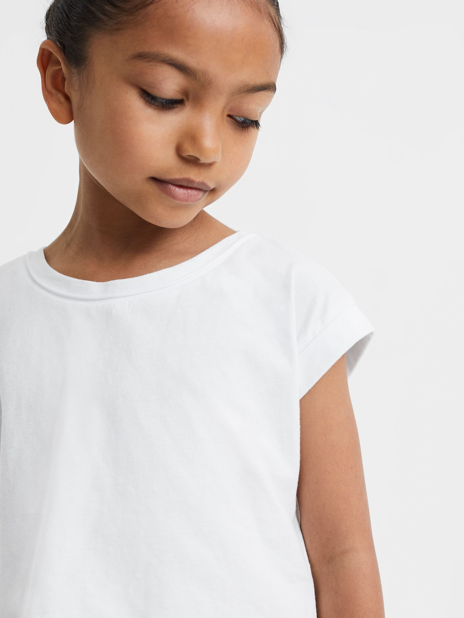 9-13 yrs Cotton Crew Neck Crop Top in White - Image 4 of 6