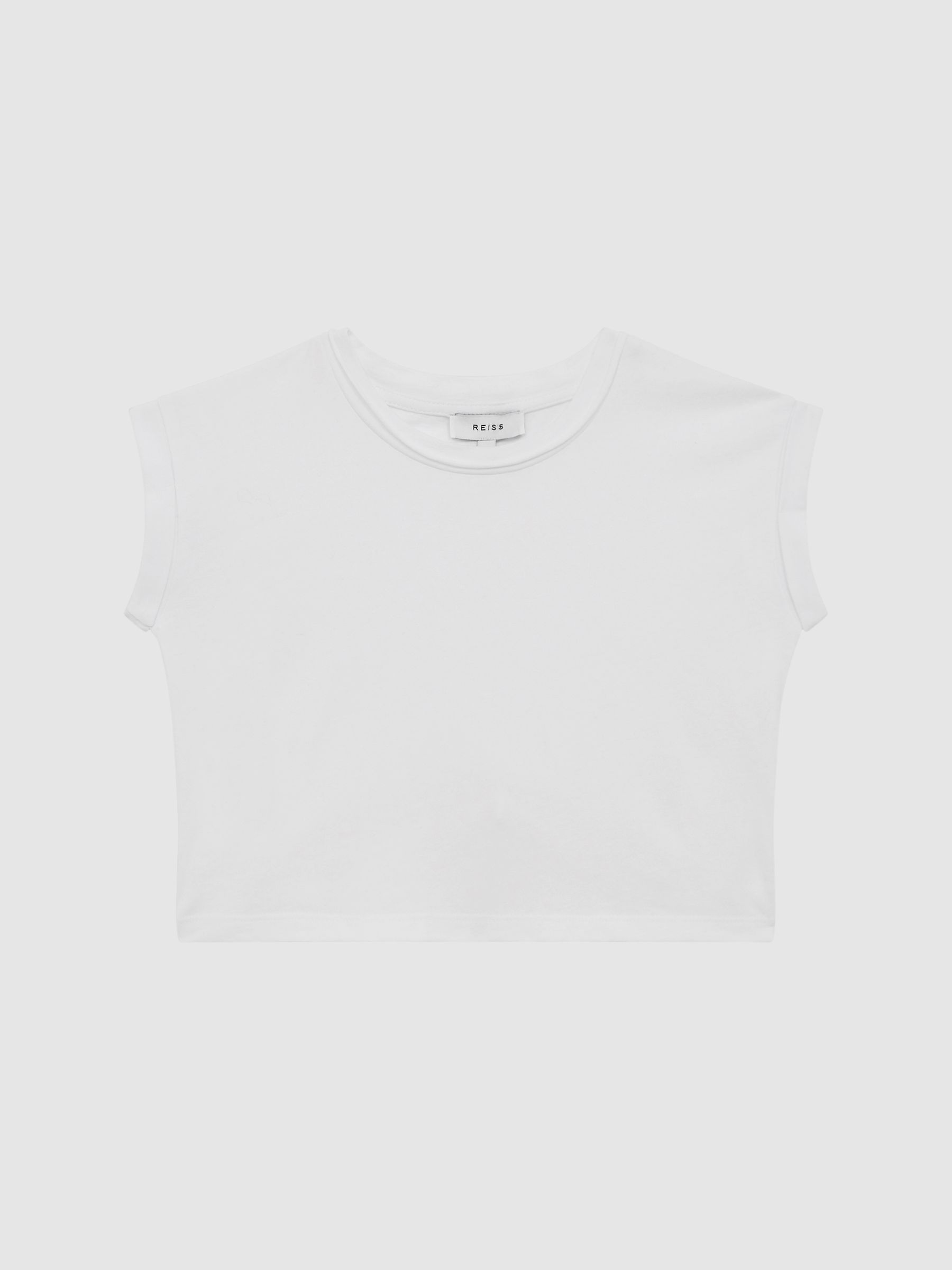 13-14 yrs Cotton Crew Neck Crop Top in White - Image 1 of 6 13-14 yrs Cotton Crew Neck Crop Top in White - Image 1 of 6