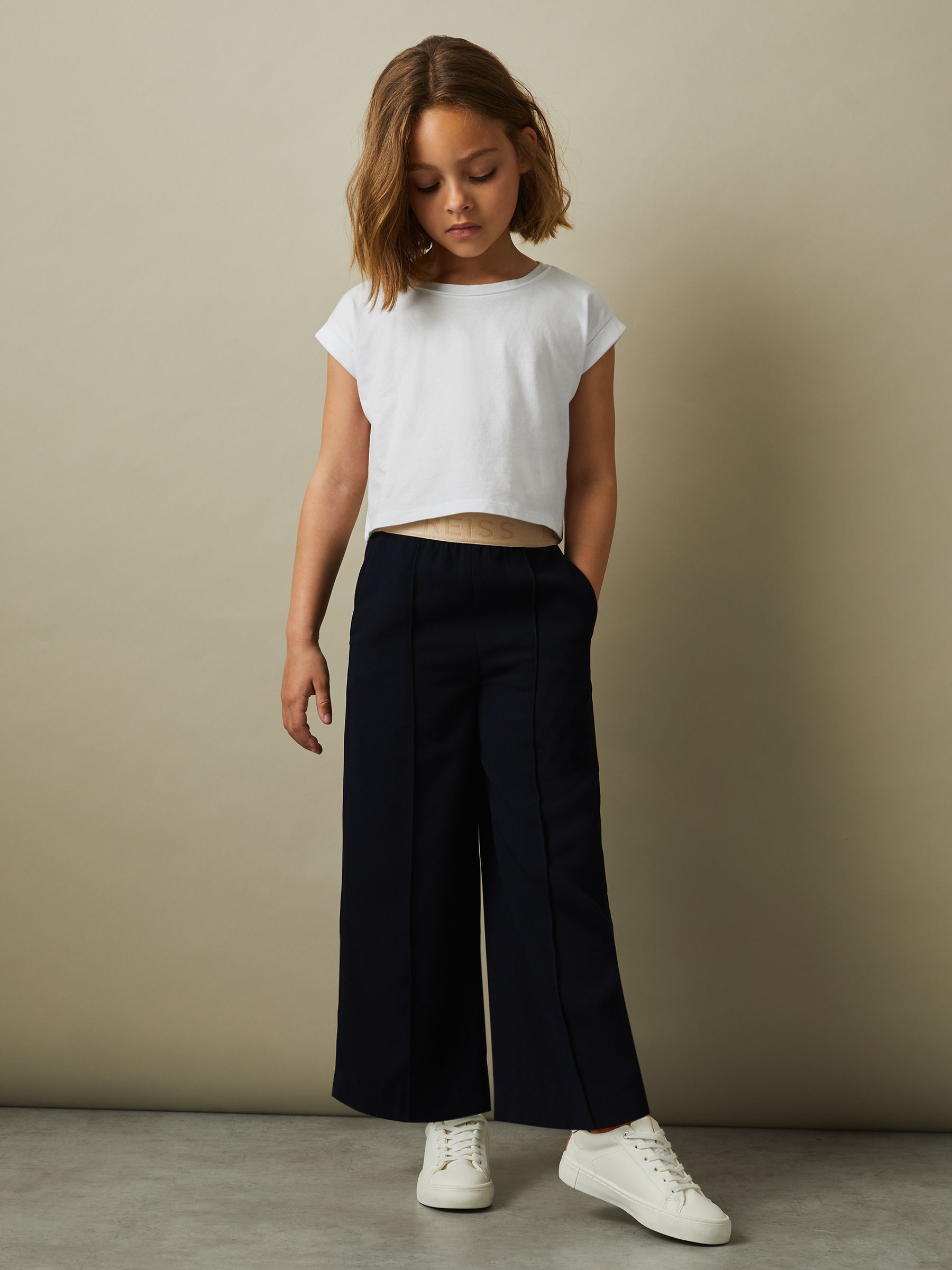 13-14 yrs Cotton Crew Neck Crop Top in White - Image 2 of 6 13-14 yrs Cotton Crew Neck Crop Top in White - Image 2 of 6