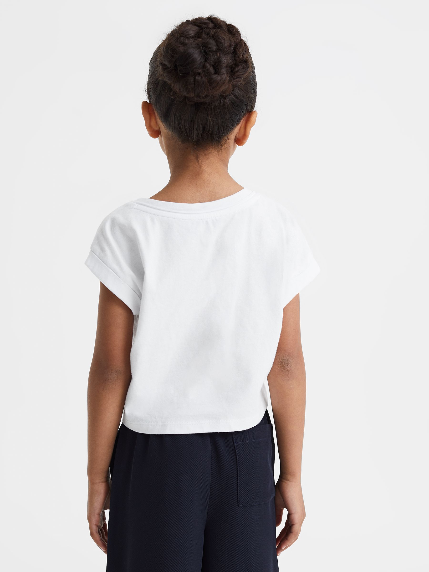 13-14 yrs Cotton Crew Neck Crop Top in White - Image 5 of 6