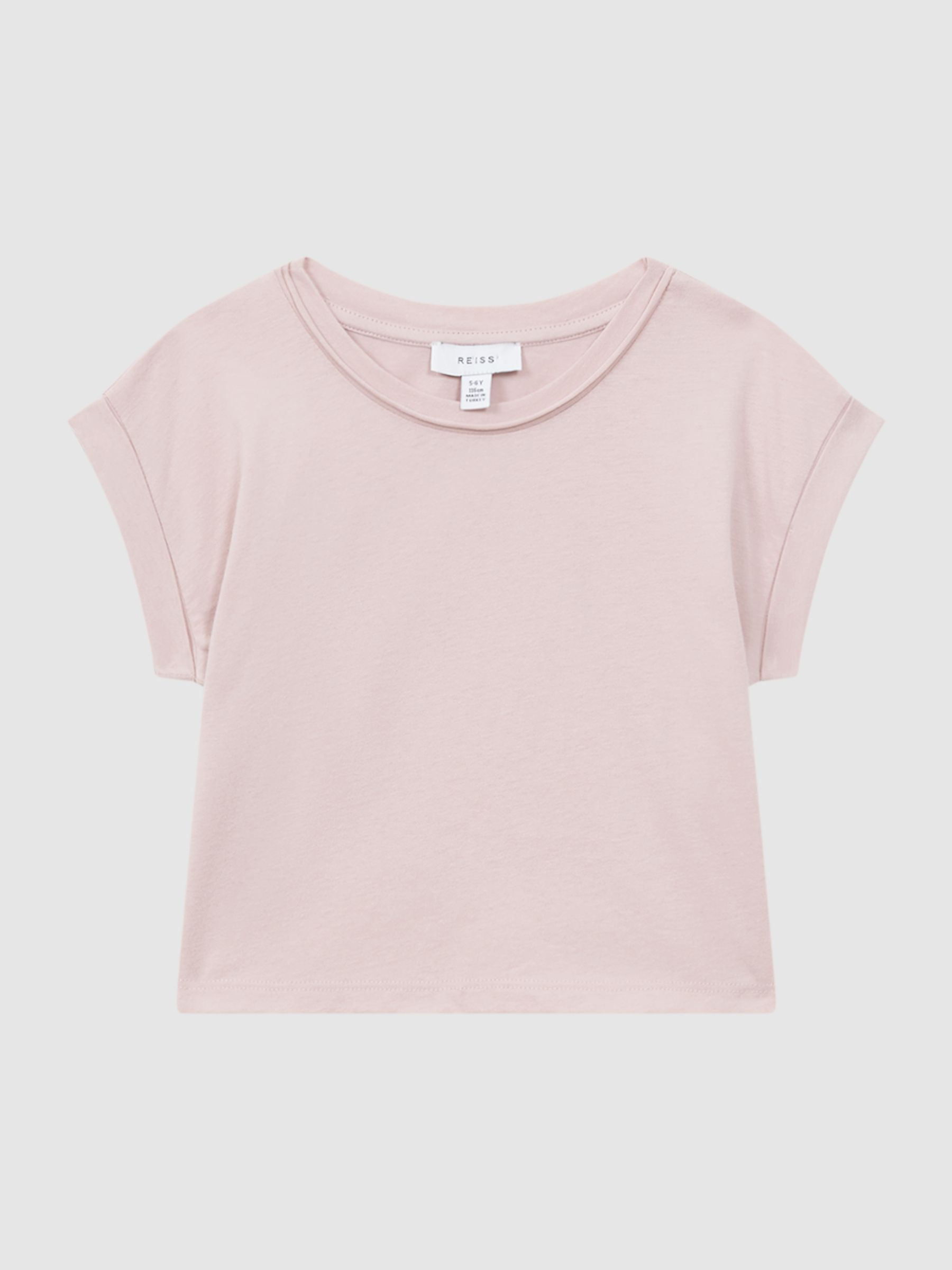 13-14 yrs Cotton Crew Neck Crop Top in Pale Pink - Image 2 of 6