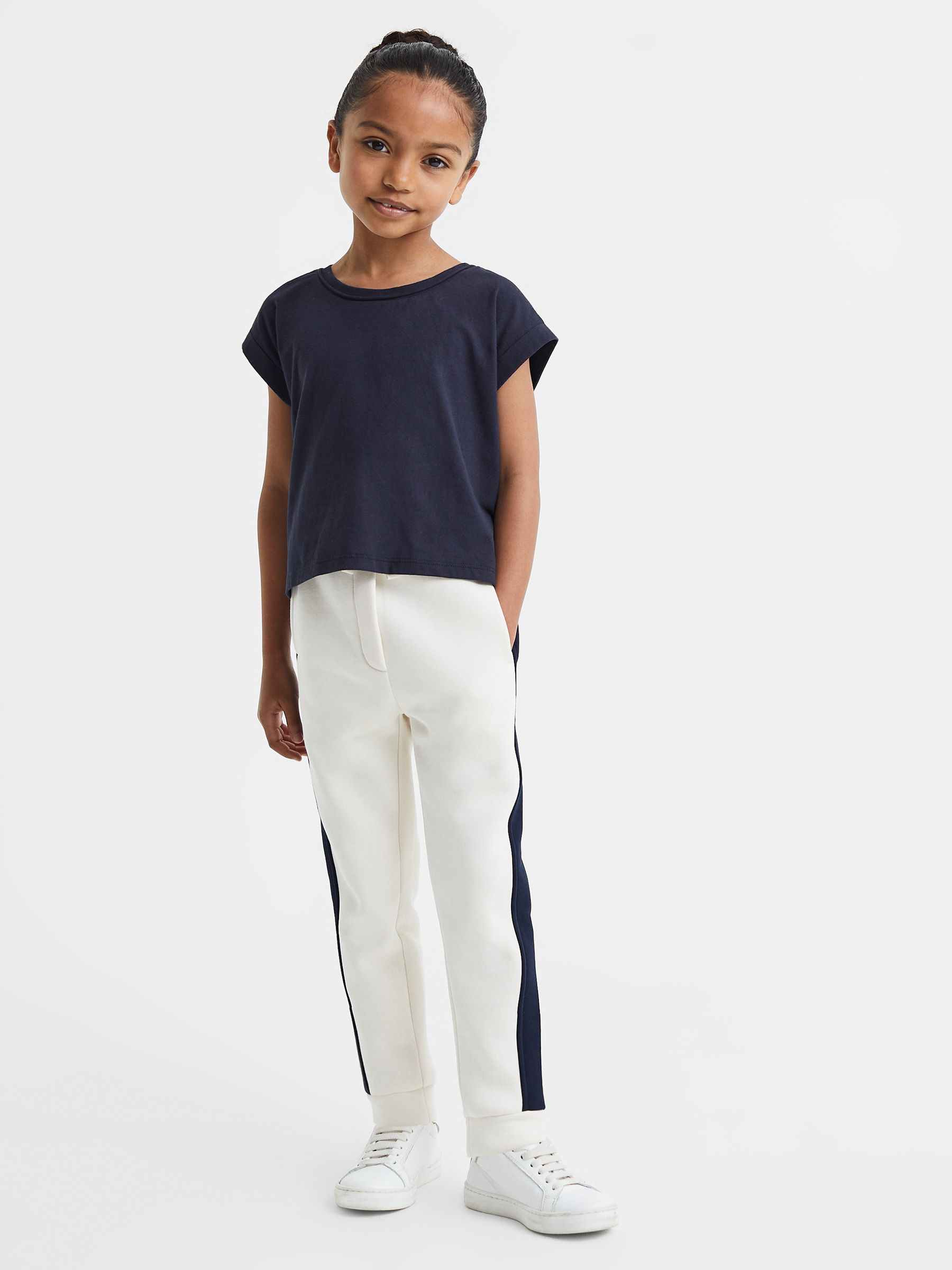 4-9 yrs Cotton Crew Neck Crop Top in Navy - Image 1 of 6