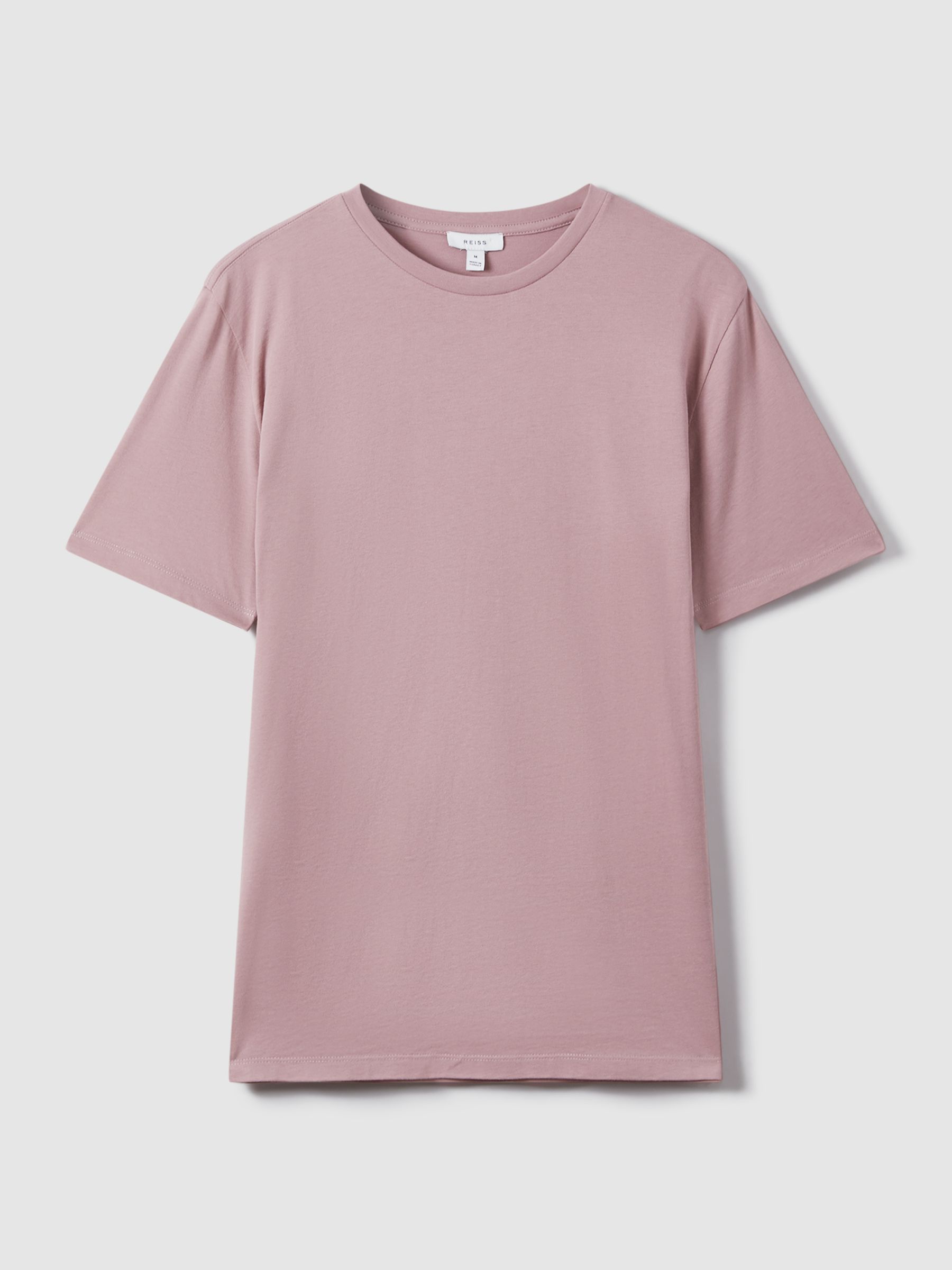 Cotton Crew Neck T-Shirt in Dusty Rose - Image 2 of 6