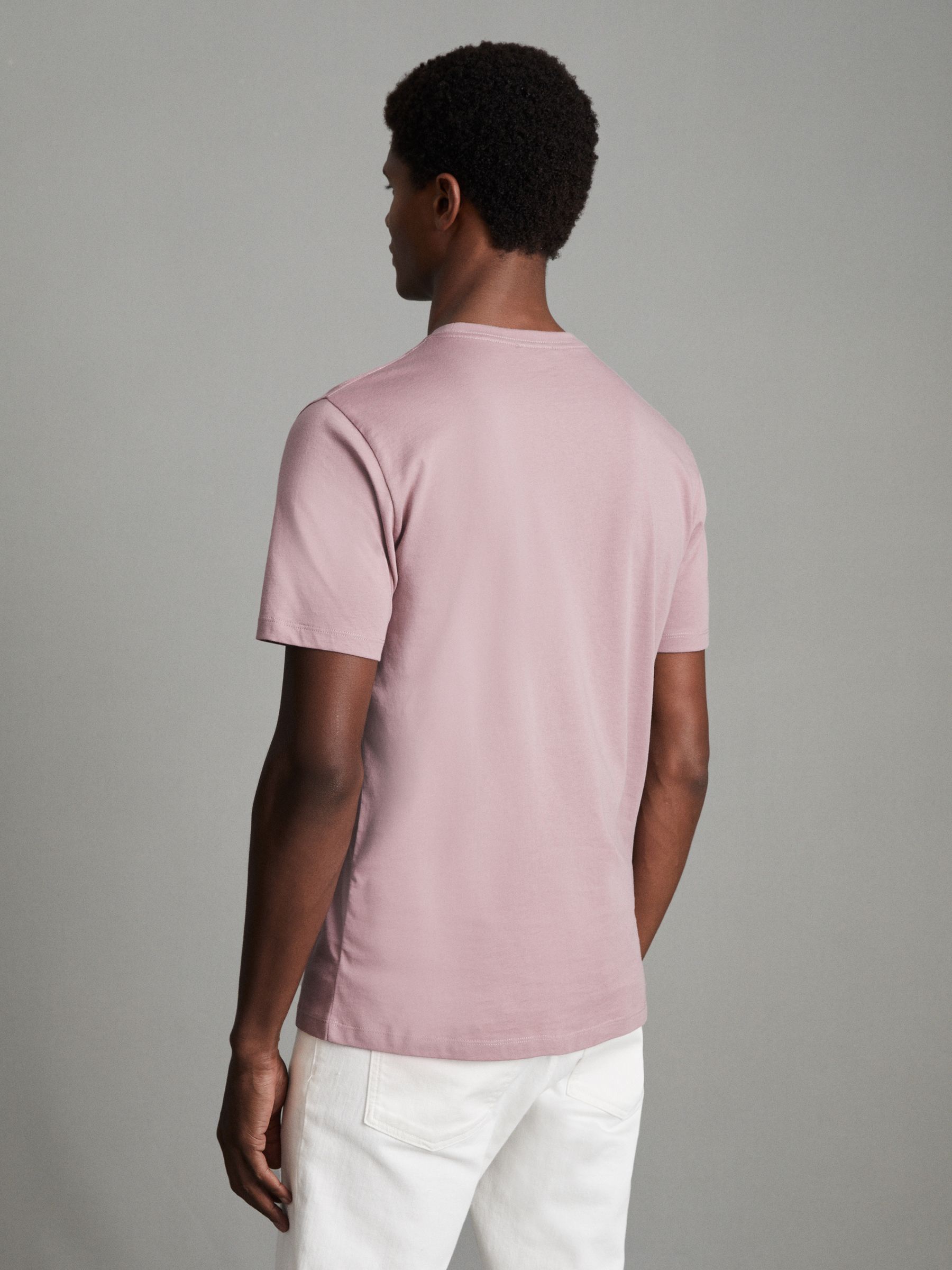 Cotton Crew Neck T-Shirt in Dusty Rose - Image 4 of 6