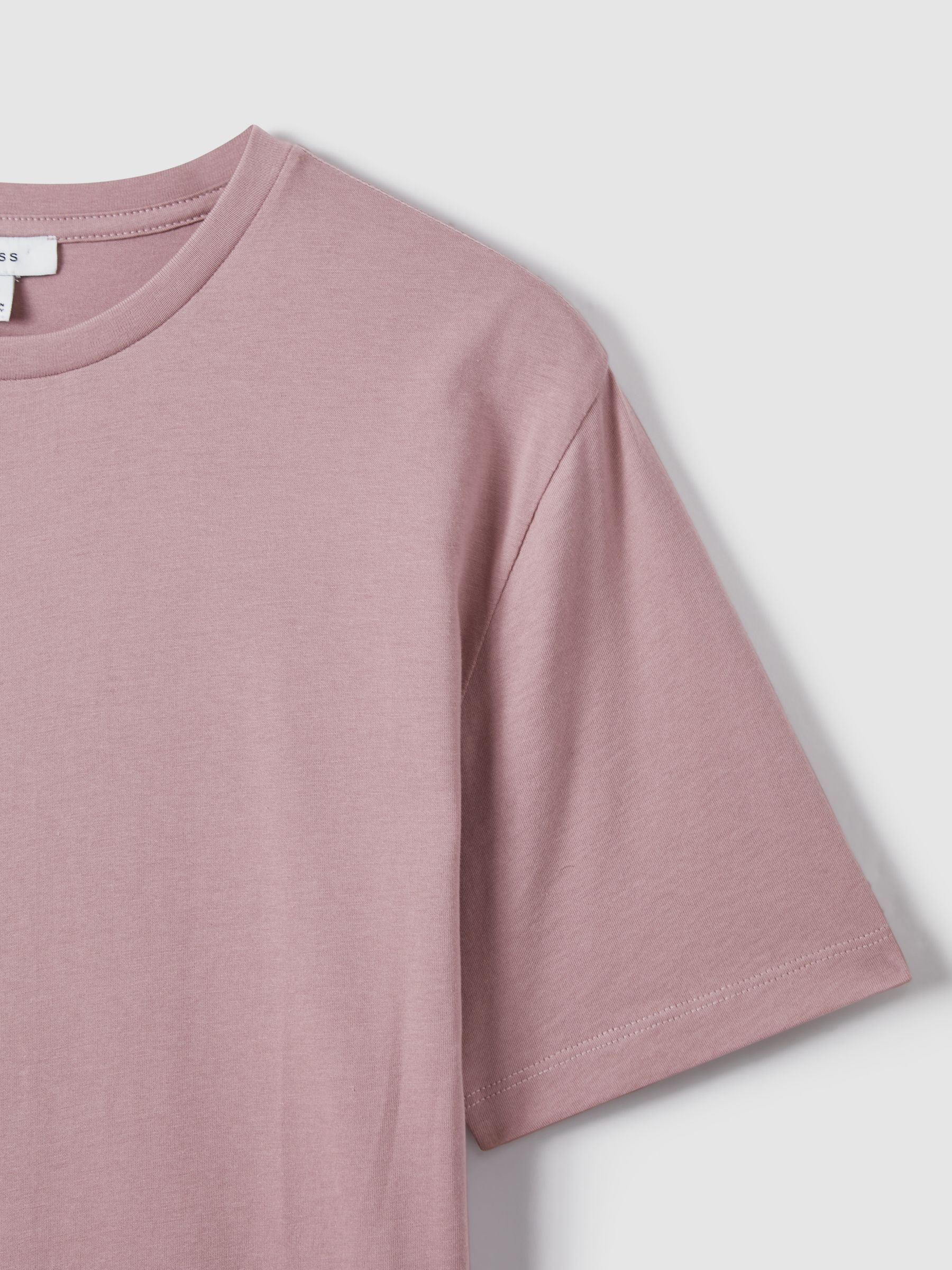 Cotton Crew Neck T-Shirt in Dusty Rose - Image 5 of 6
