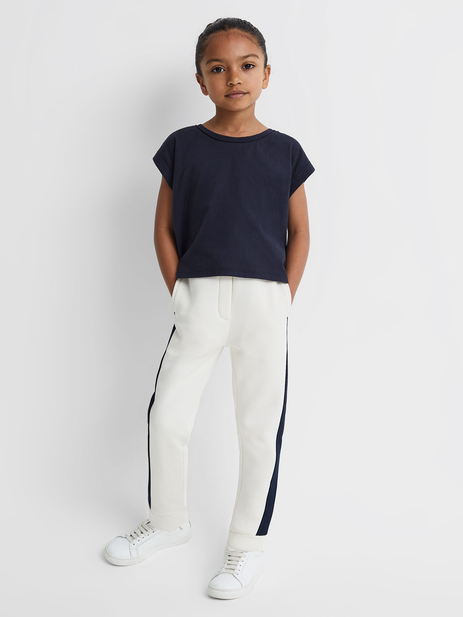 13-14 yrs Cotton Crew Neck Crop Top in Navy - Image 1 of 6