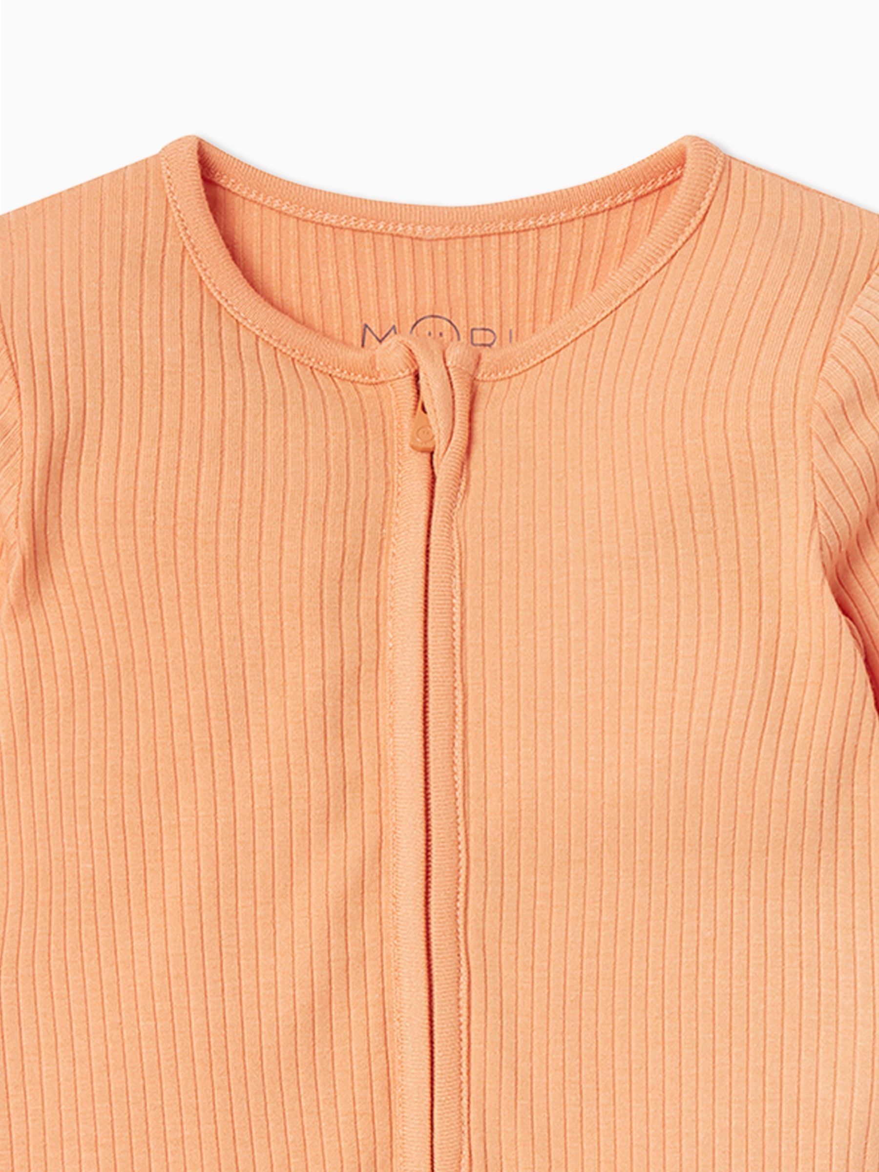 MORI Orange MORI Cotton Ribbed Zip Up Sleepsuit - Image 2 of 3 MORI Orange MORI Cotton Ribbed Zip Up Sleepsuit - Image 2 of 3