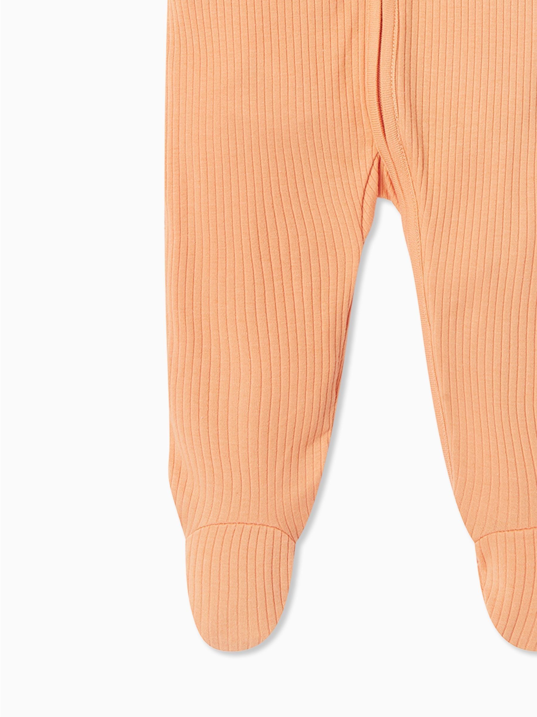 MORI Orange MORI Cotton Ribbed Zip Up Sleepsuit - Image 3 of 3 MORI Orange MORI Cotton Ribbed Zip Up Sleepsuit - Image 3 of 3