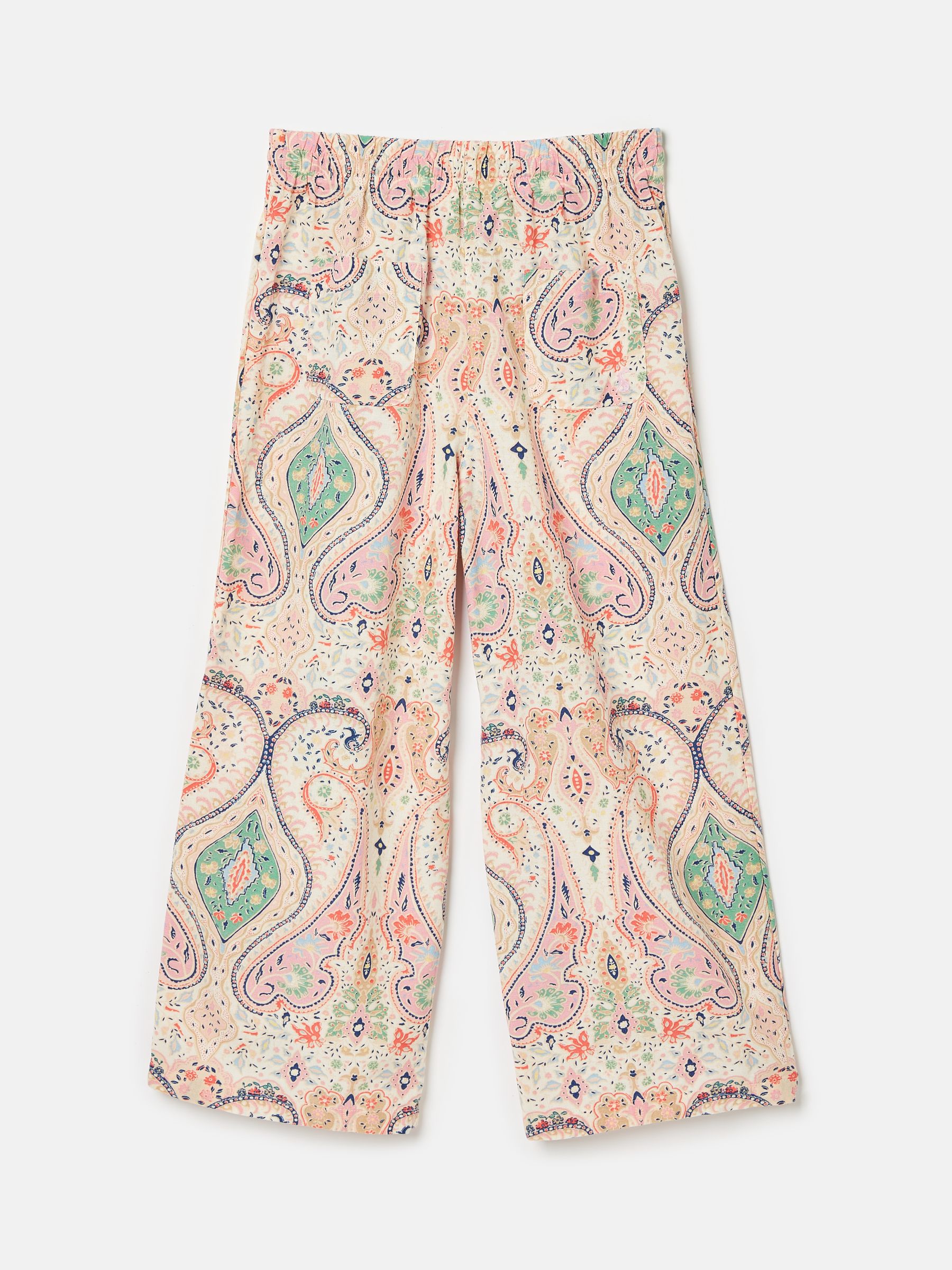Girls' Daydreamer Pink Paisley Wide Leg Trousers With Linen - Image 2 of 5