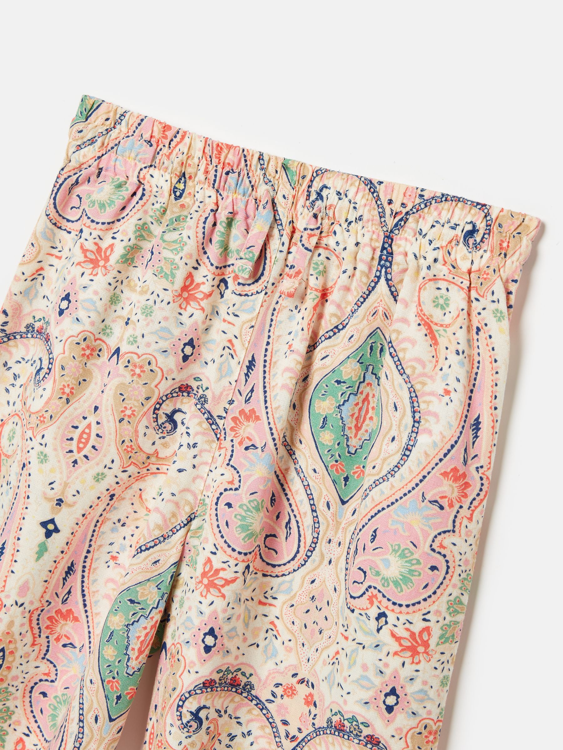 Girls' Daydreamer Pink Paisley Wide Leg Trousers With Linen - Image 4 of 5