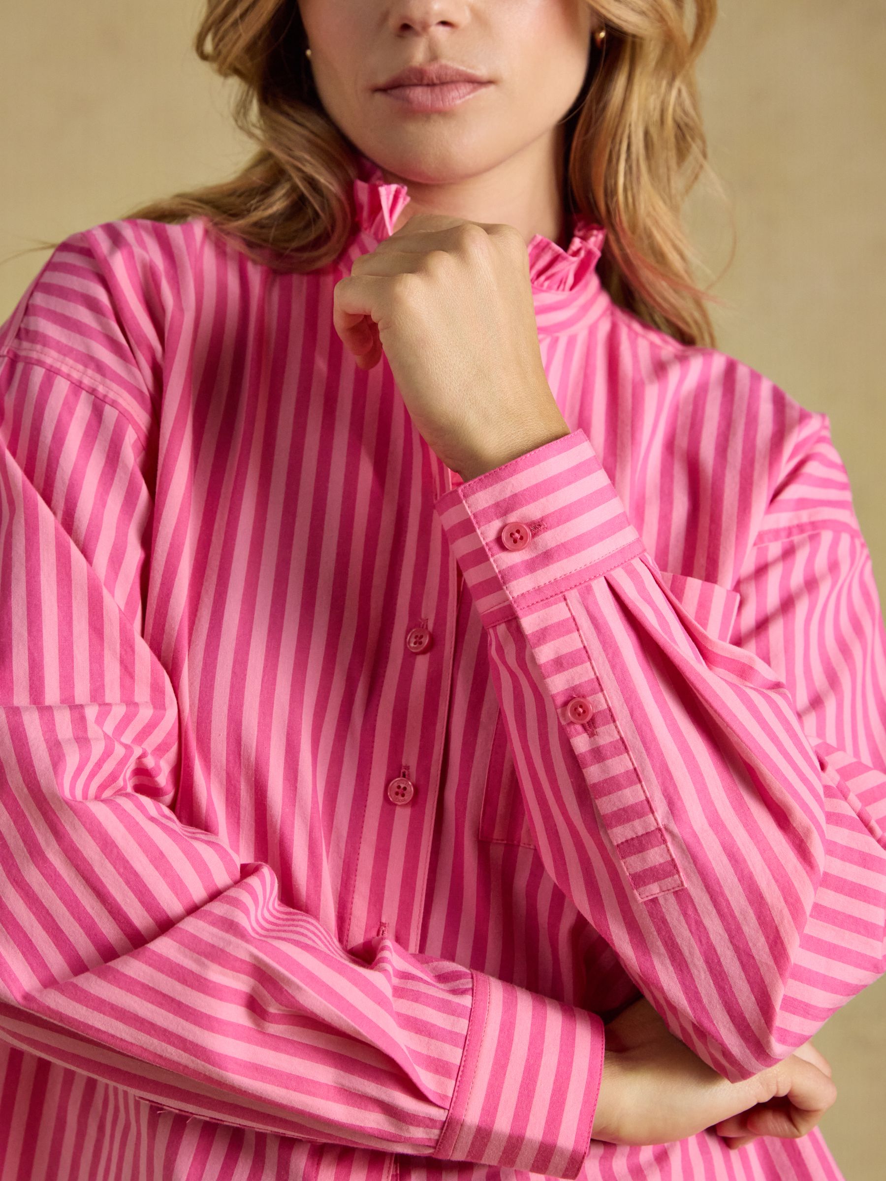 Cropped Poplin Pink Stripe Shirt - Image 6 of 7