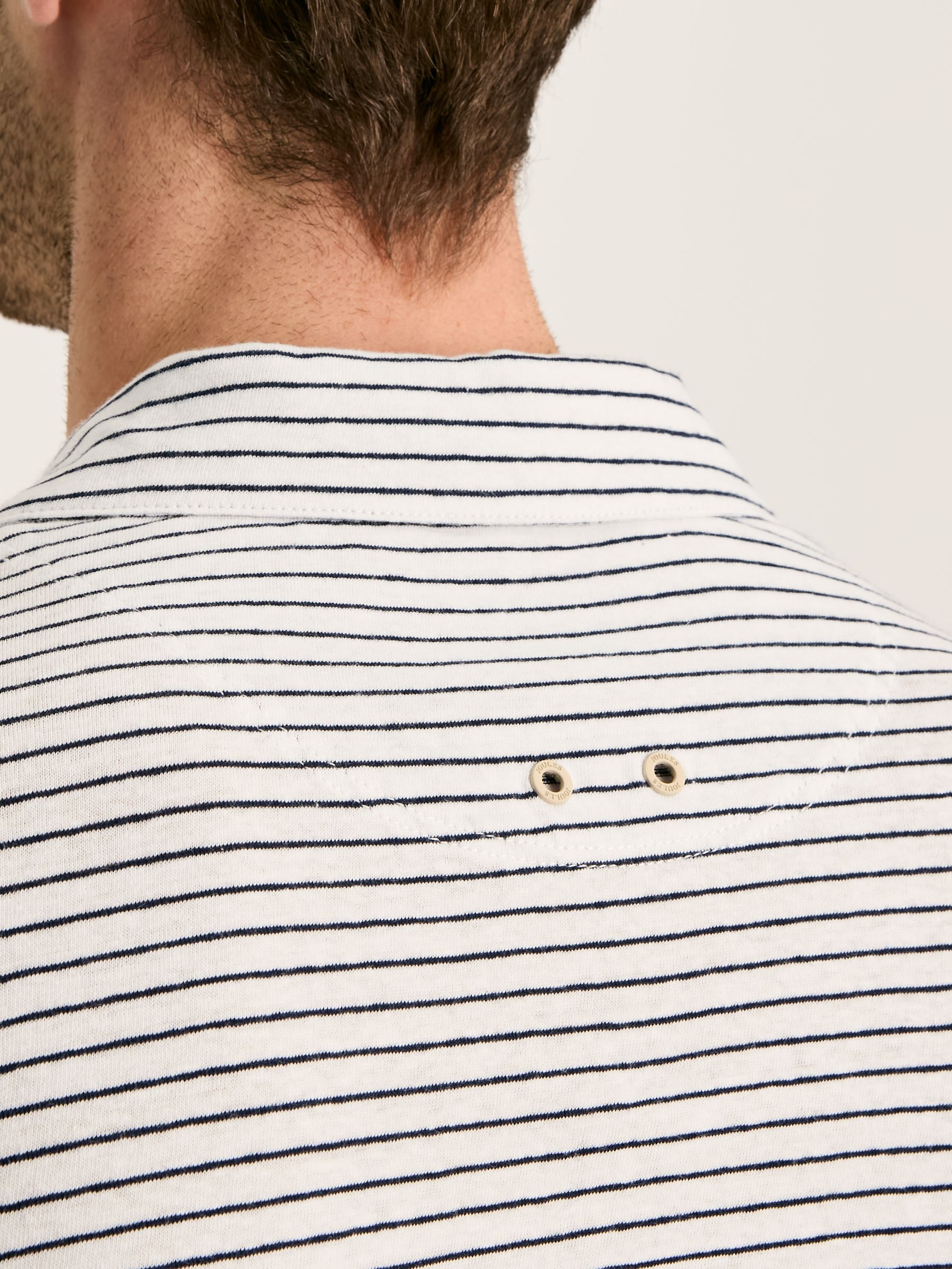 Linen Blend White Striped Polo Shirt - Image 5 of 7
