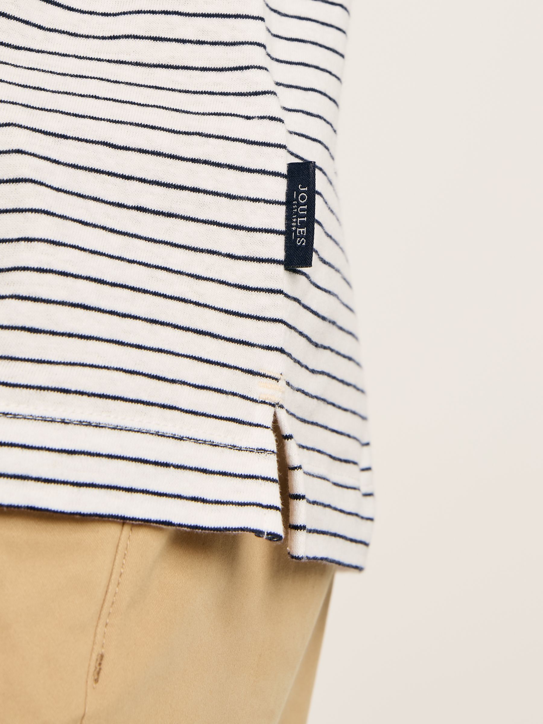 Linen Blend White Striped Polo Shirt - Image 6 of 7