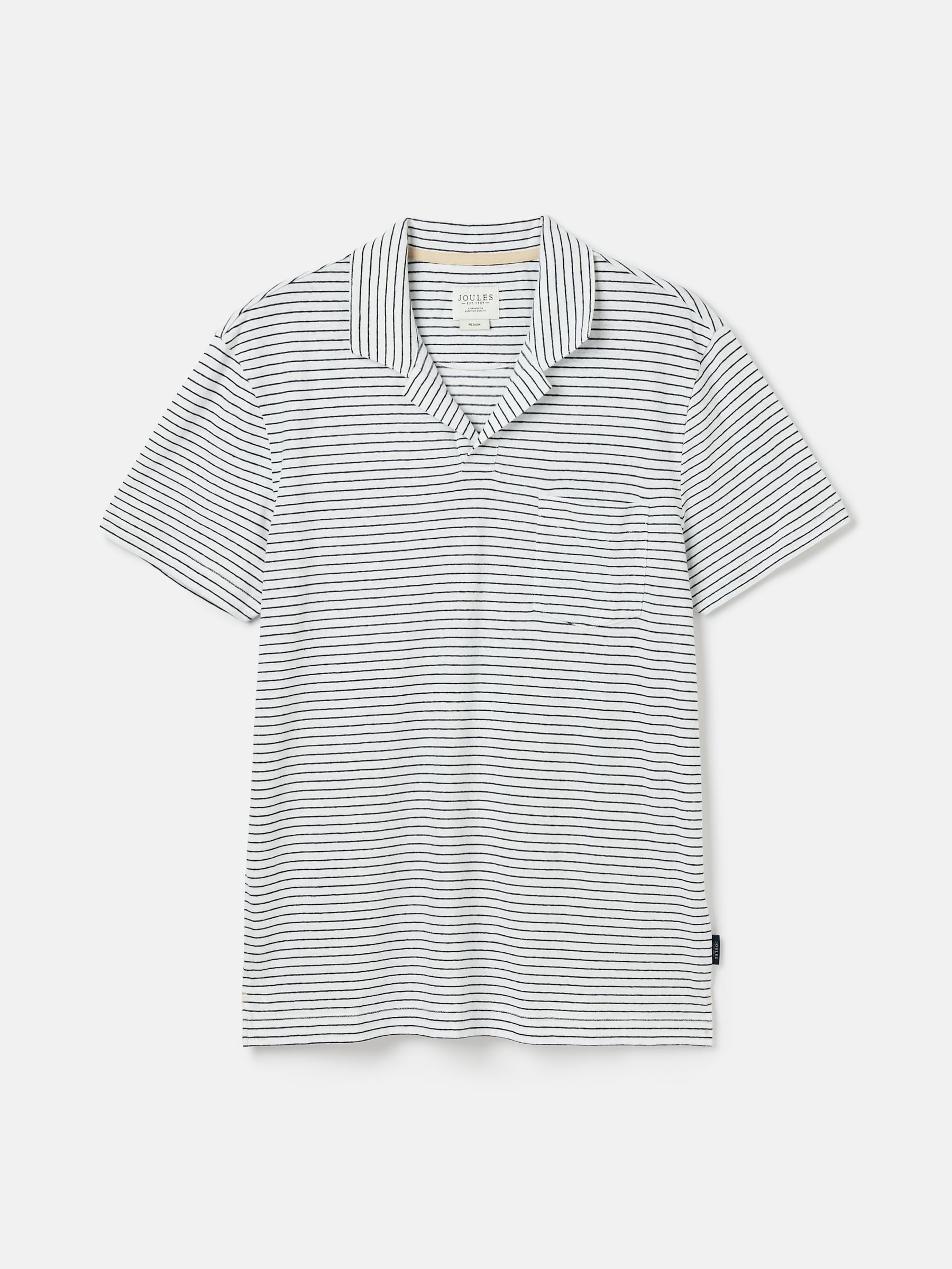 Linen Blend White Striped Polo Shirt - Image 7 of 7