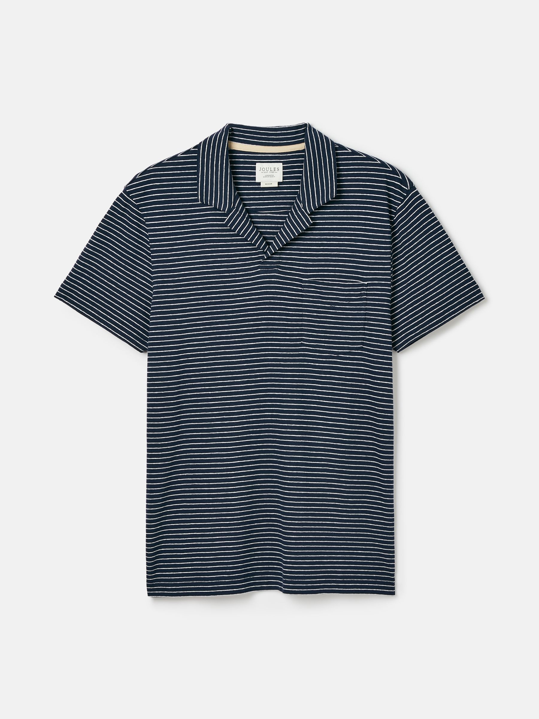 Linen Blend Navy Blue Striped Polo Shirt - Image 1 of 1