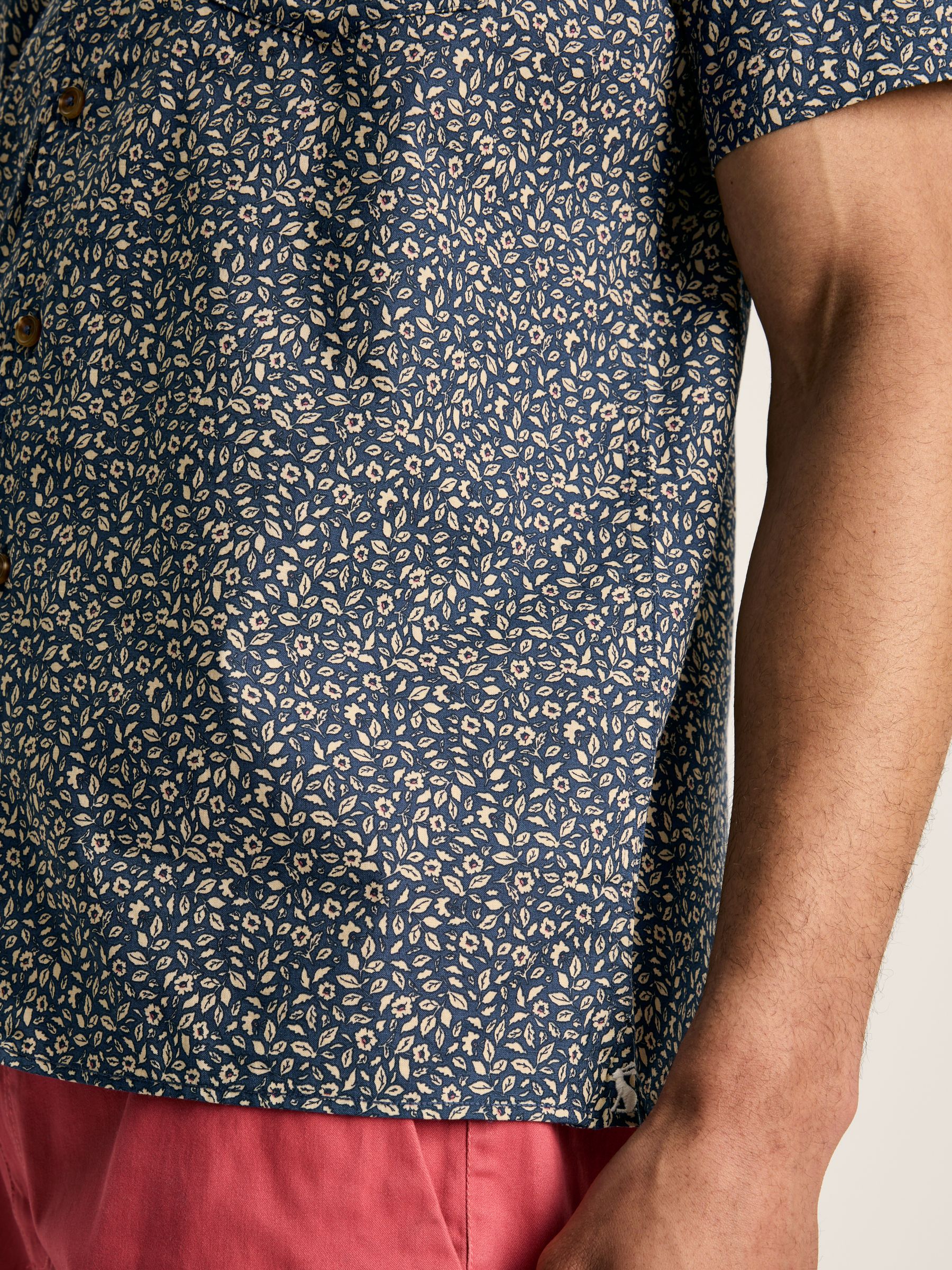 Revere Blue Floral Printed Short Sleeve Shirt - Image 6 of 8