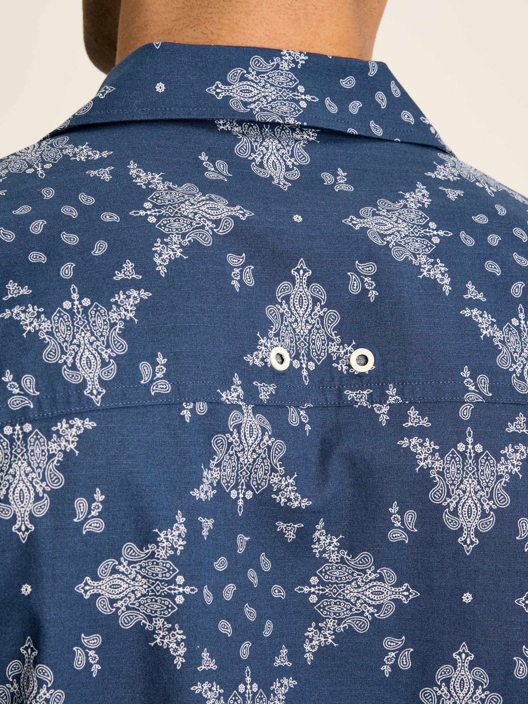 Revere Navy Blue Paisley Printed Short Sleeve Shirt - Image 2 of 7