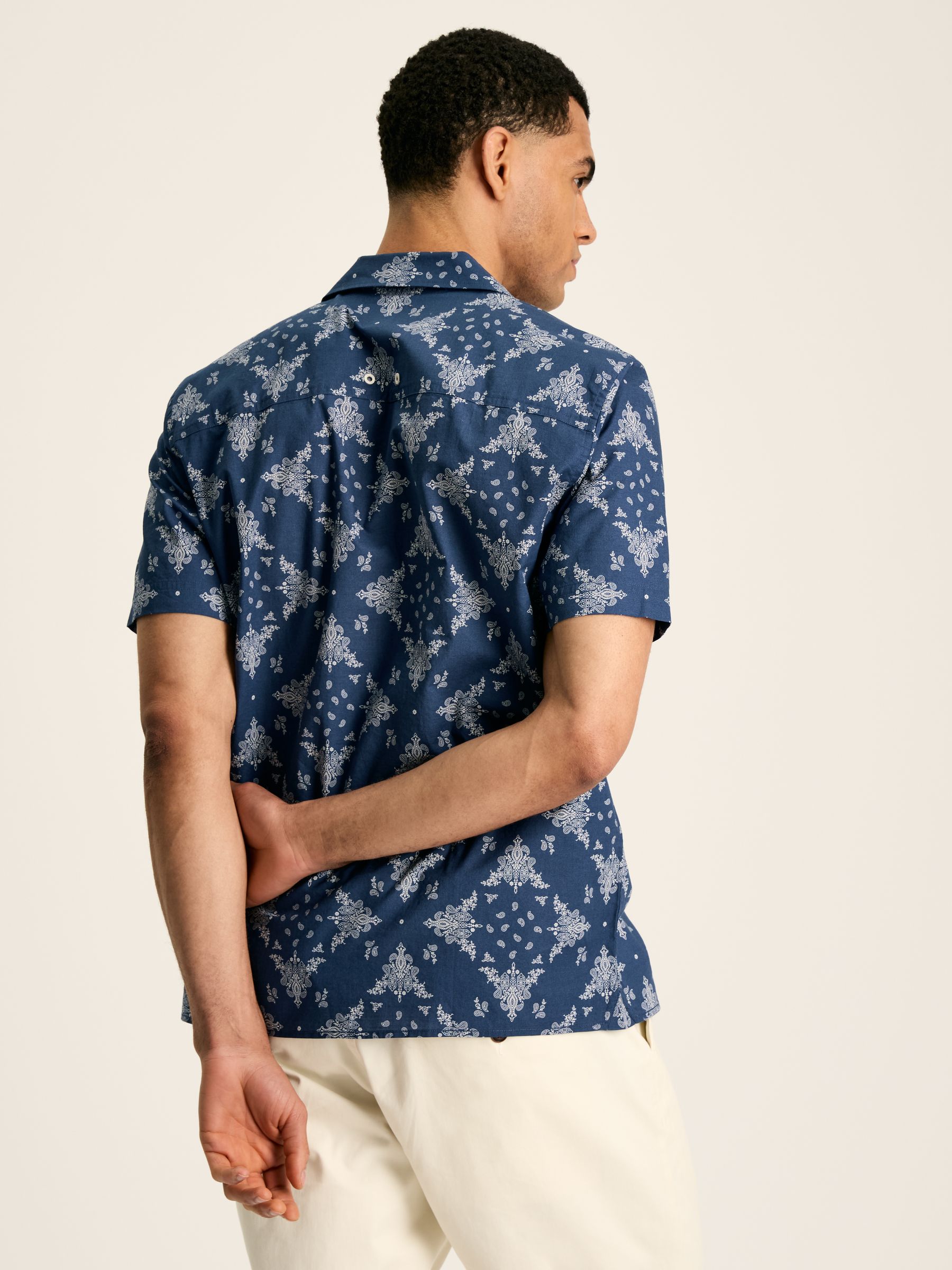 Revere Navy Blue Paisley Printed Short Sleeve Shirt - Image 3 of 7