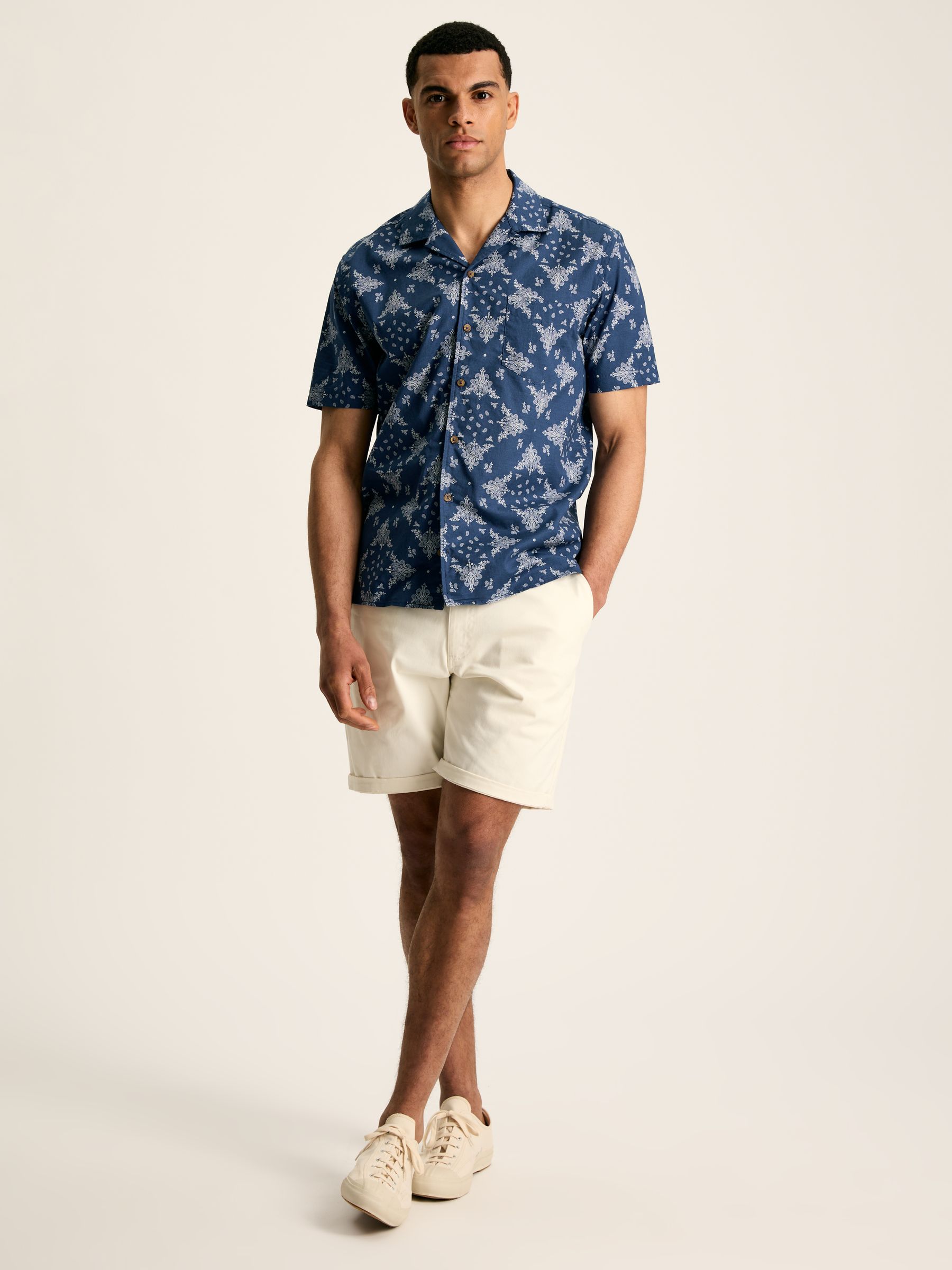 Revere Navy Blue Paisley Printed Short Sleeve Shirt - Image 4 of 7