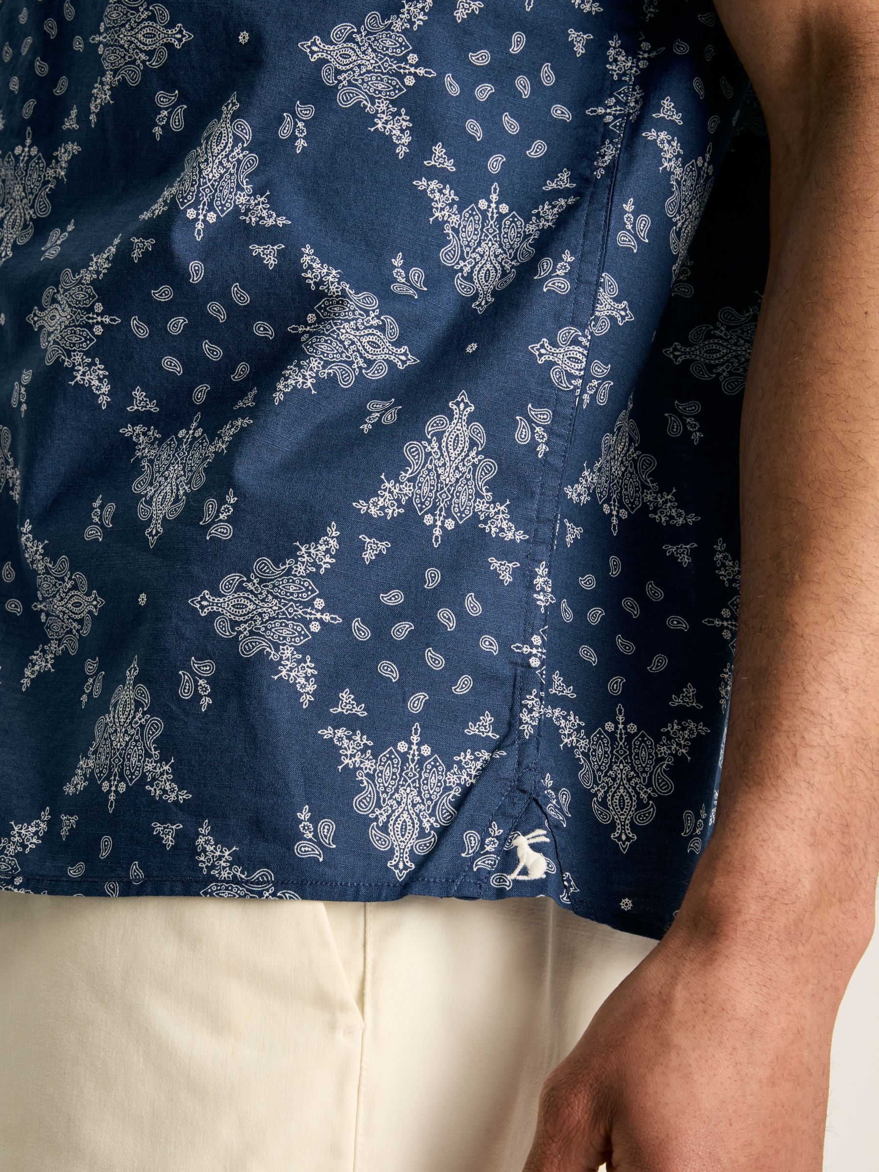 Revere Navy Blue Paisley Printed Short Sleeve Shirt - Image 6 of 7