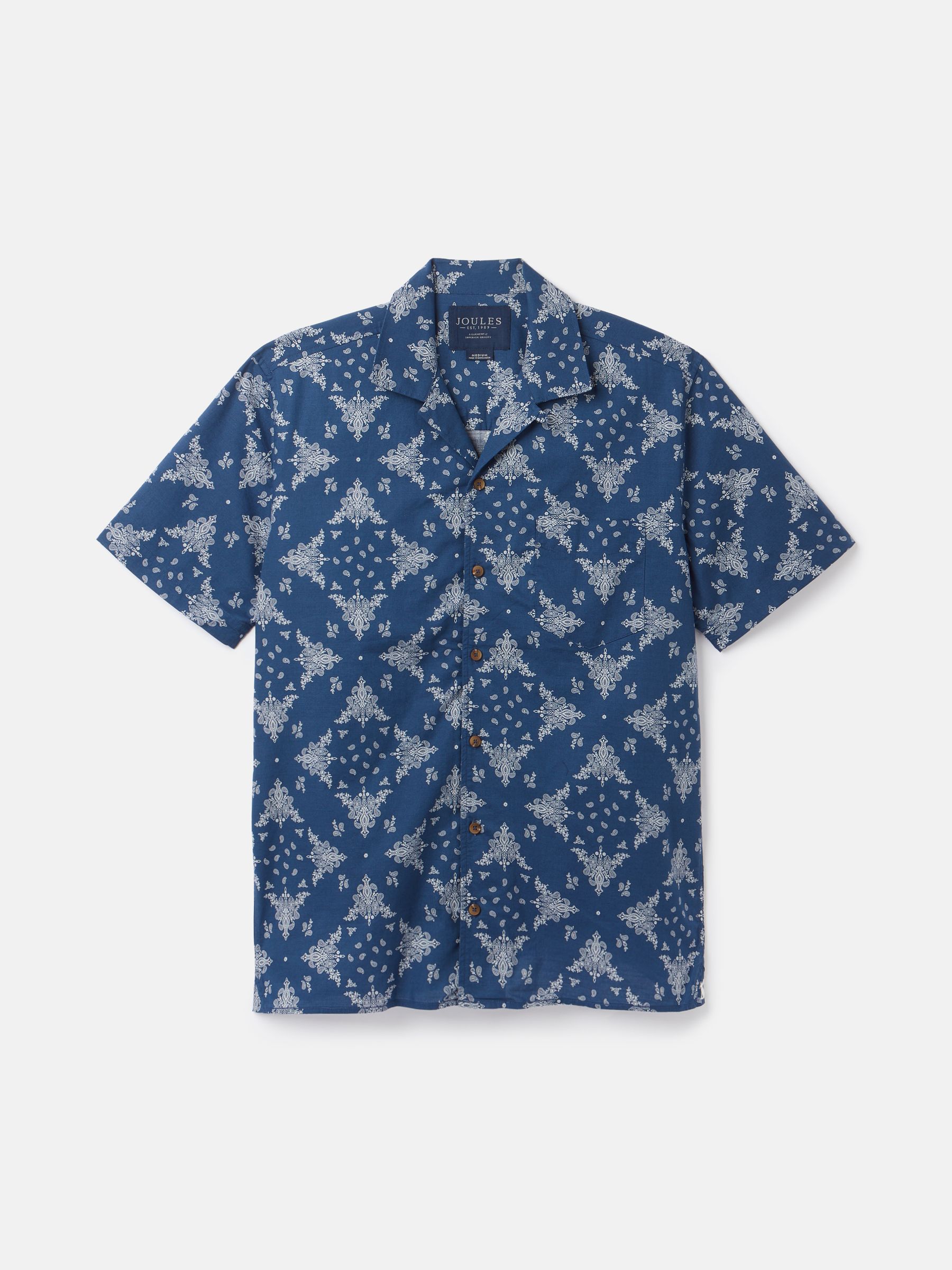Revere Navy Blue Paisley Printed Short Sleeve Shirt - Image 7 of 7