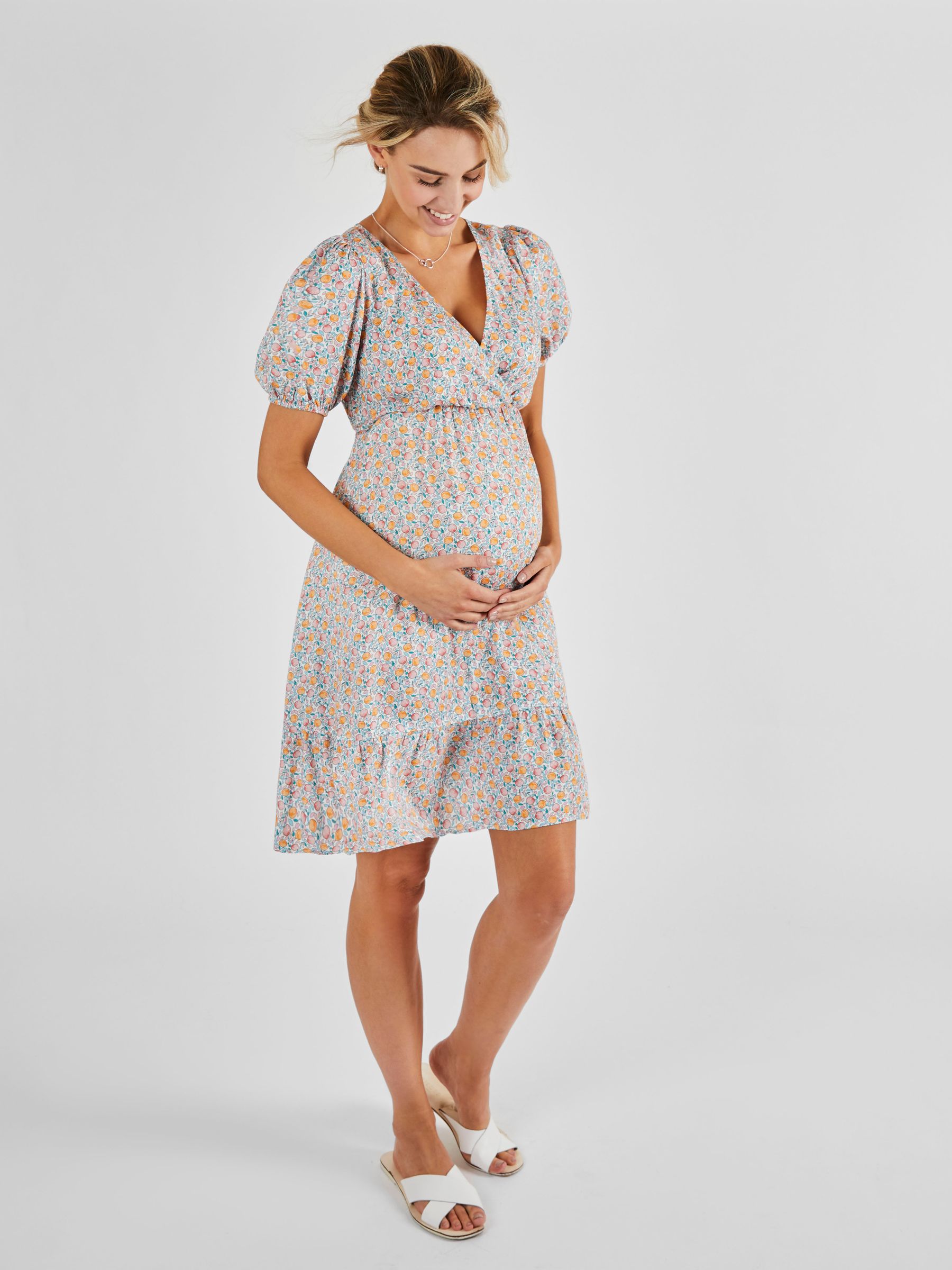 Cream Fruit Print Maternity Smock Dress - Image 1 of 5