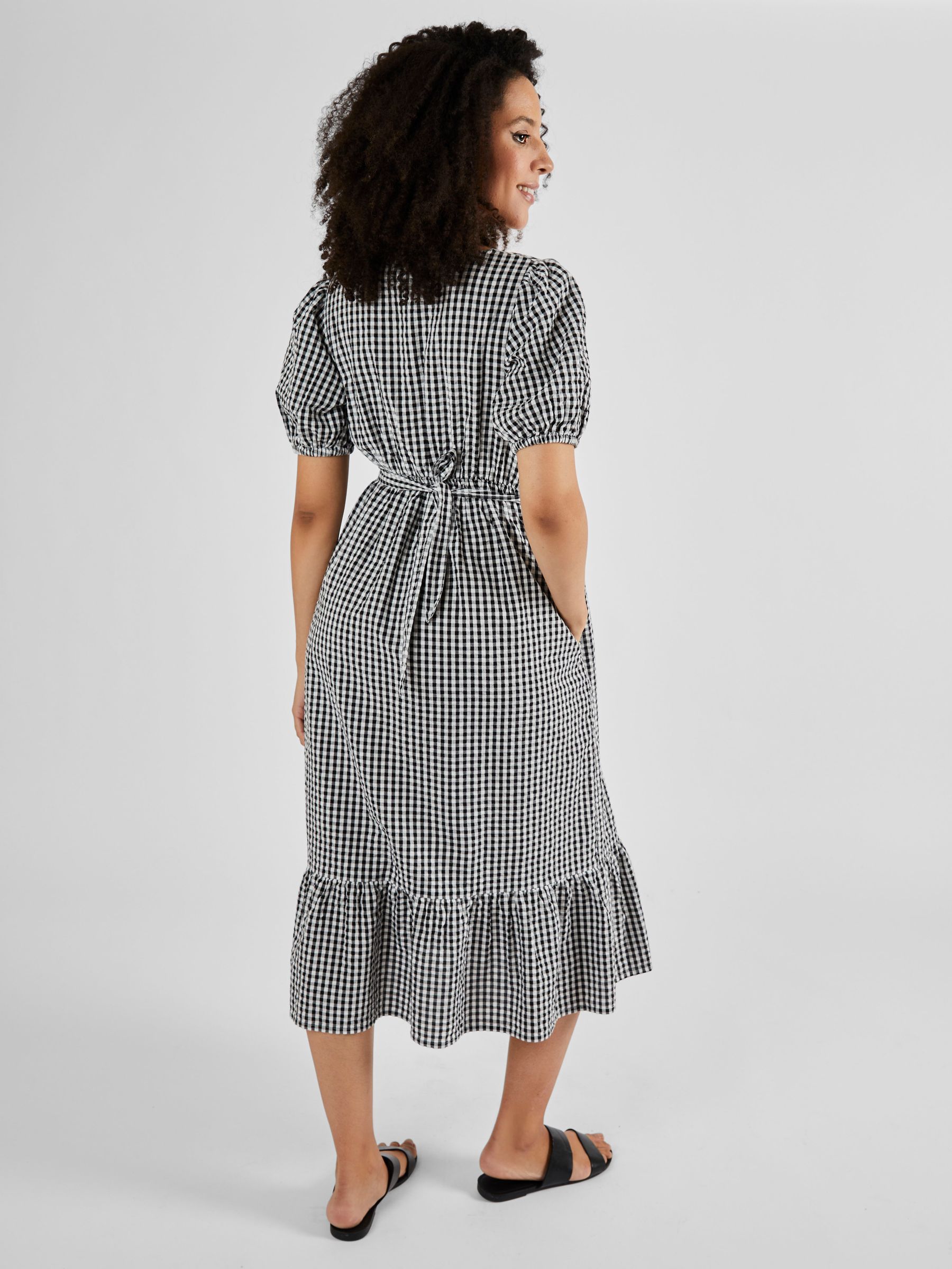 Black Gingham Print Maternity Midi Dress - Image 3 of 5