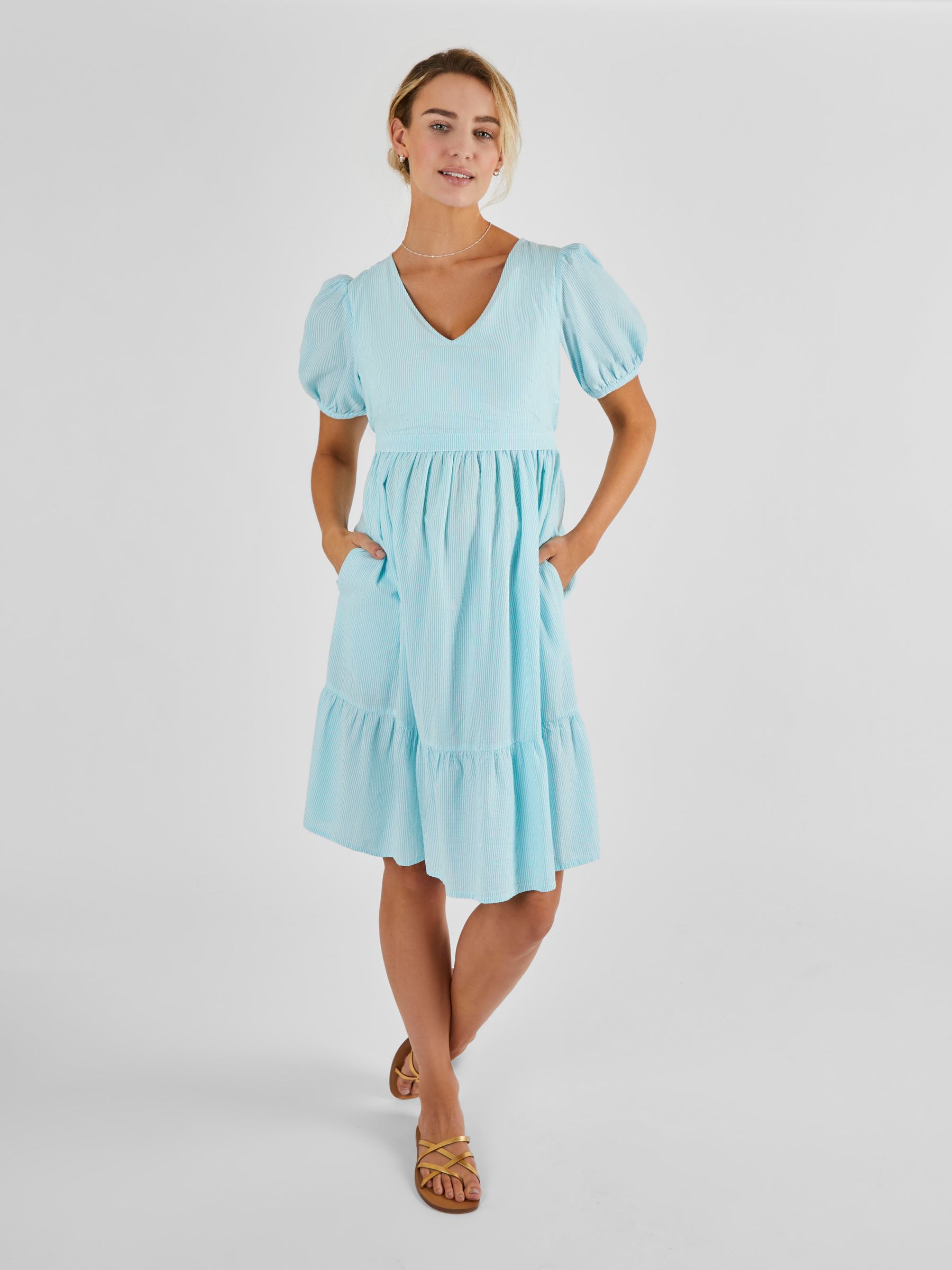 Turquoise Stripe Maternity & Nursing Dress - Image 2 of 4