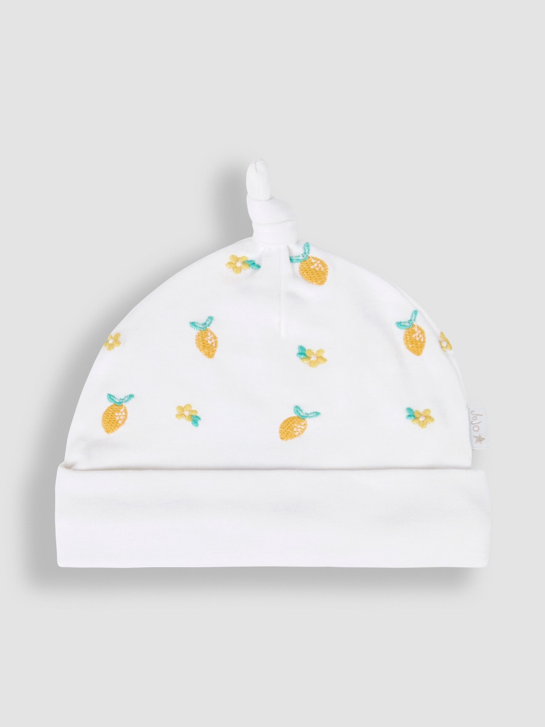 White Lemon Embroidered Cotton Baby Hat - Image 2 of 5