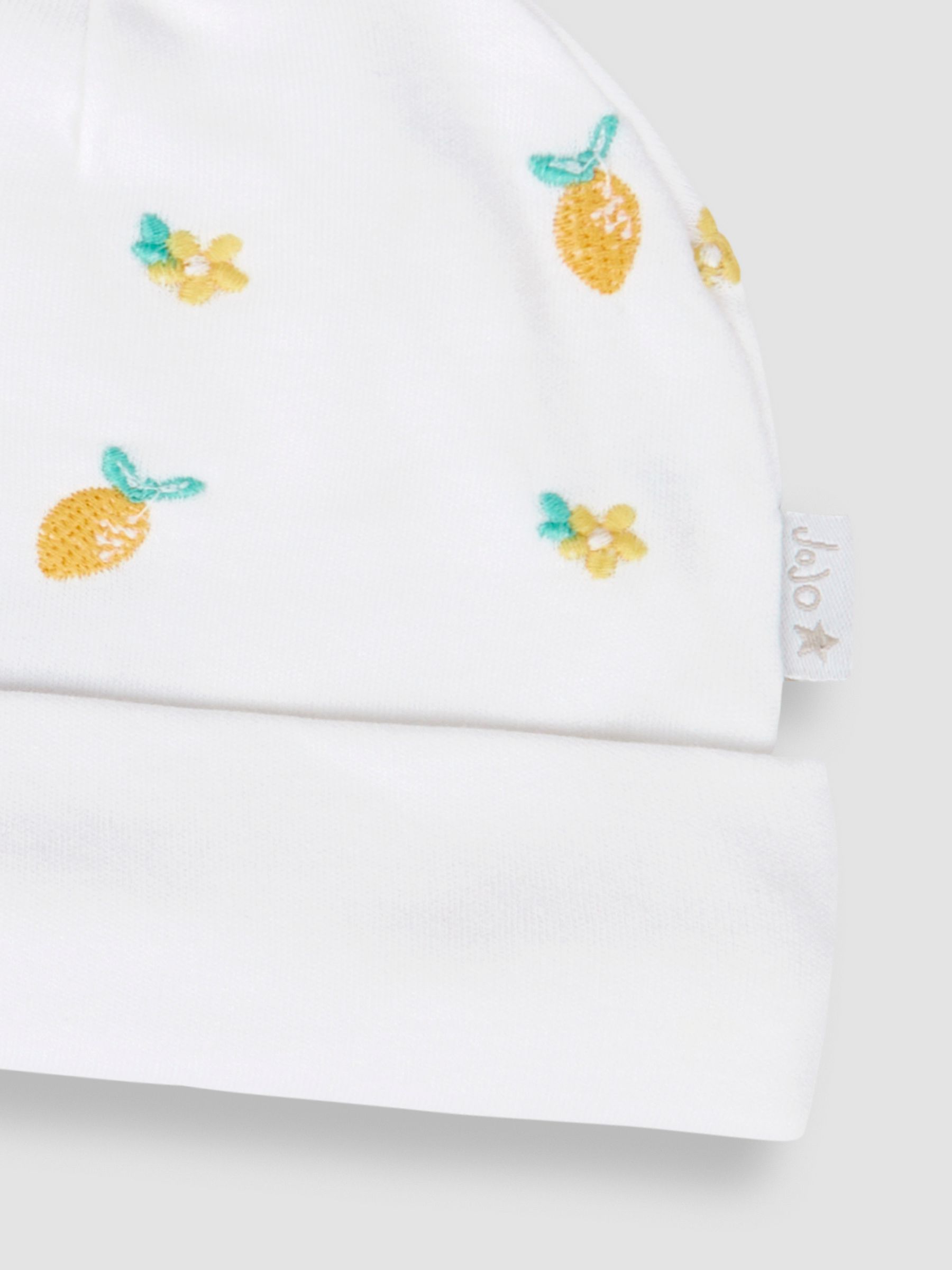 White Lemon Embroidered Cotton Baby Hat - Image 3 of 5