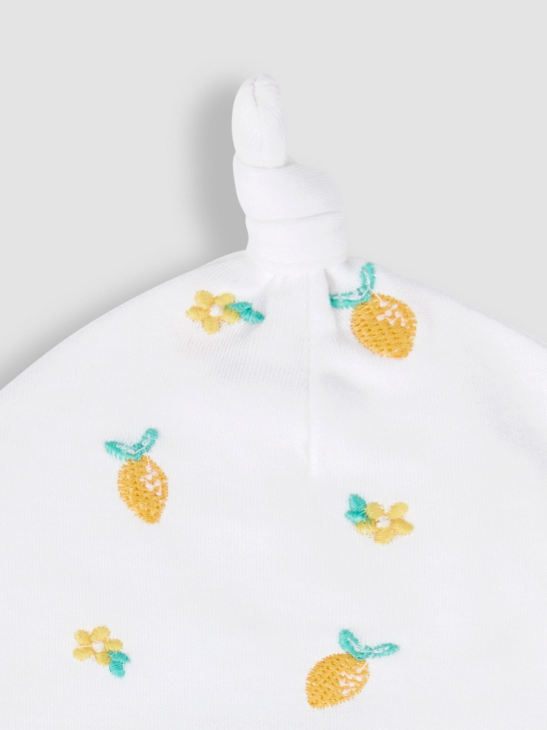 White Lemon Embroidered Cotton Baby Hat - Image 4 of 5