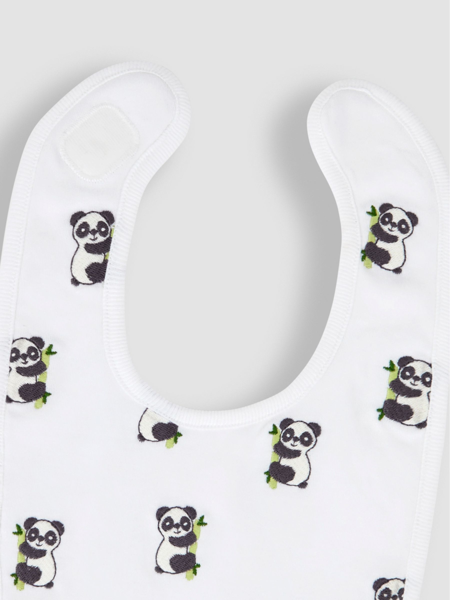 Panda Embroidered Bibs in White - Image 3 of 3