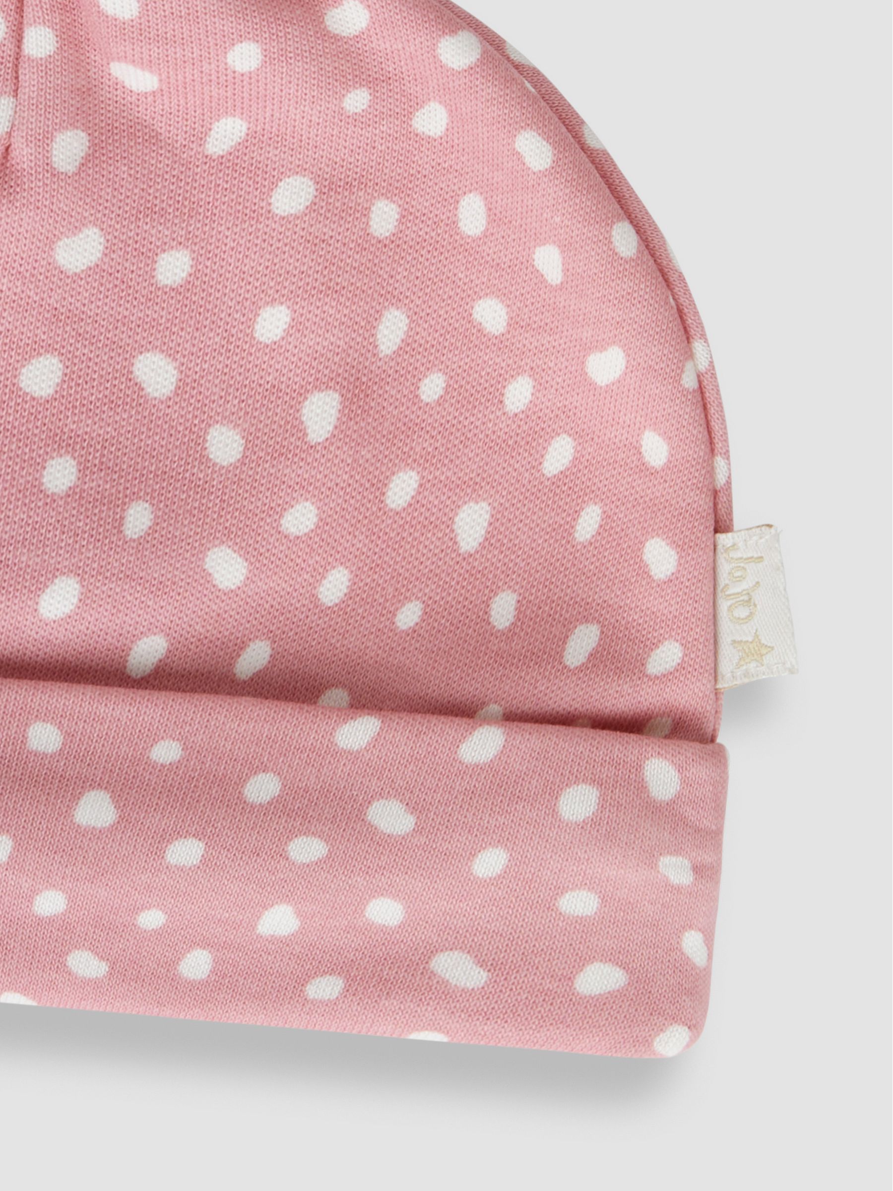 Pink Spot Print Cotton Baby Hat - Image 2 of 3
