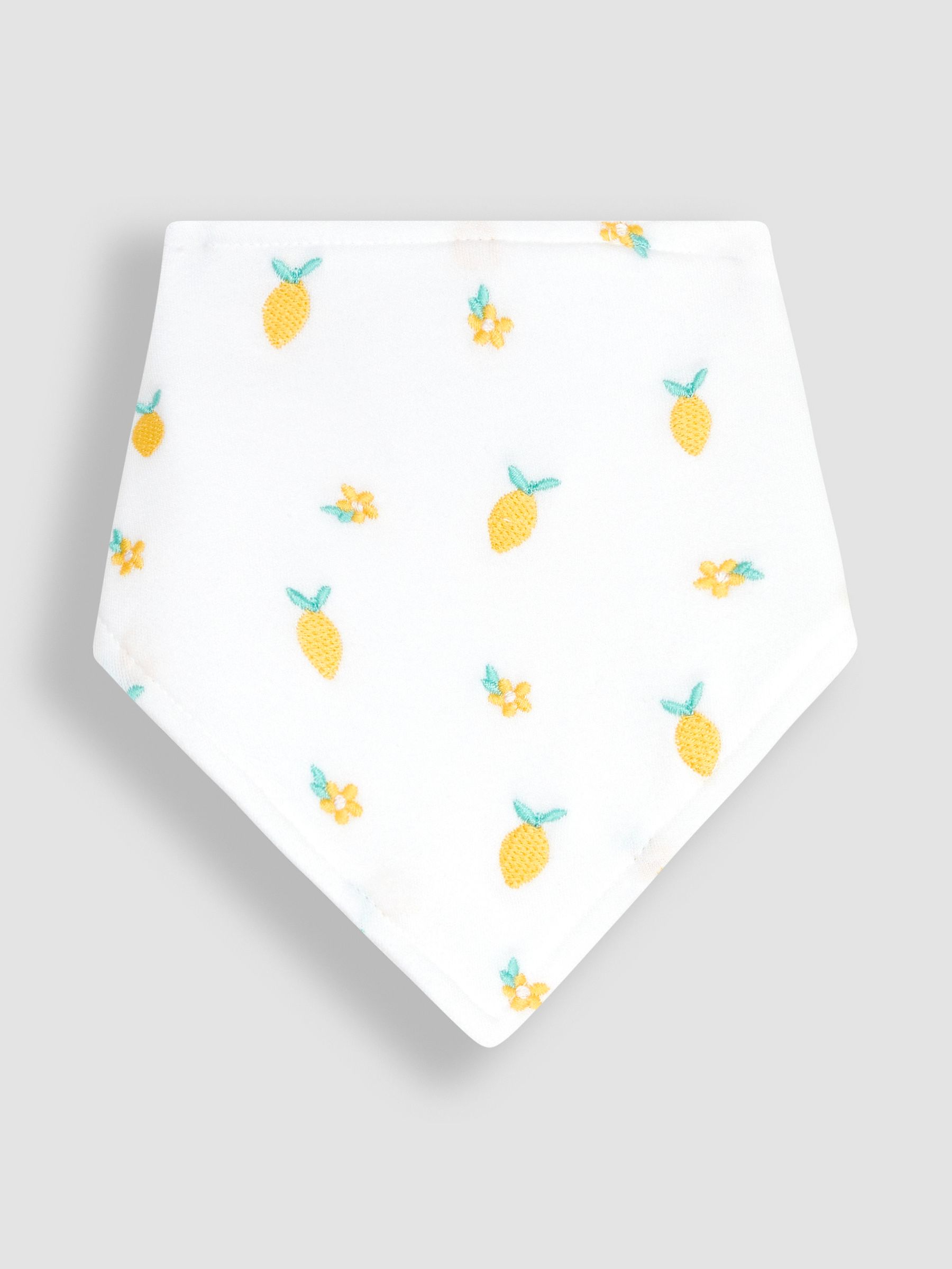 White/Blue Lemon 3-Pack Cotton Baby Dribble Bibs - Image 4 of 4