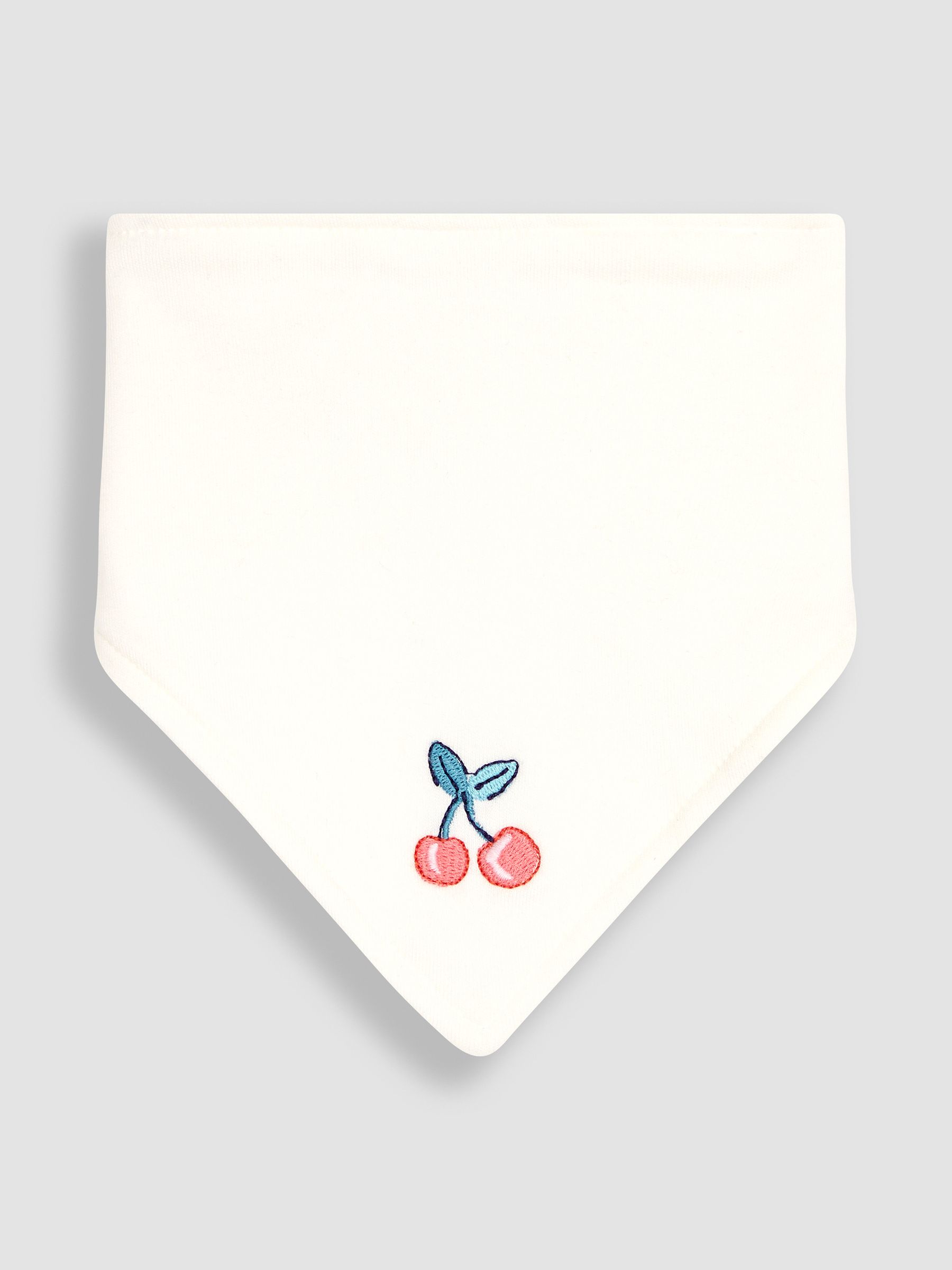 White/Red Cherry 3-Pack Cotton Baby Dribble Bibs - Image 2 of 4