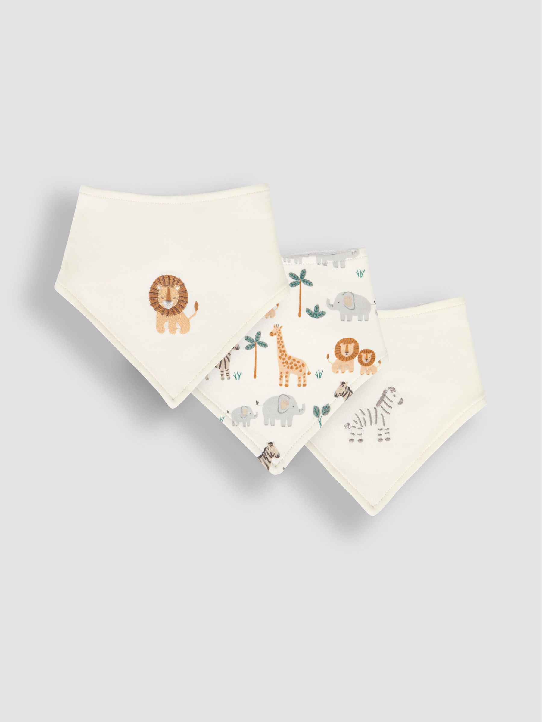 Cream Lion 3-Pack Cotton Baby Dribble Bibs - Image 1 of 4