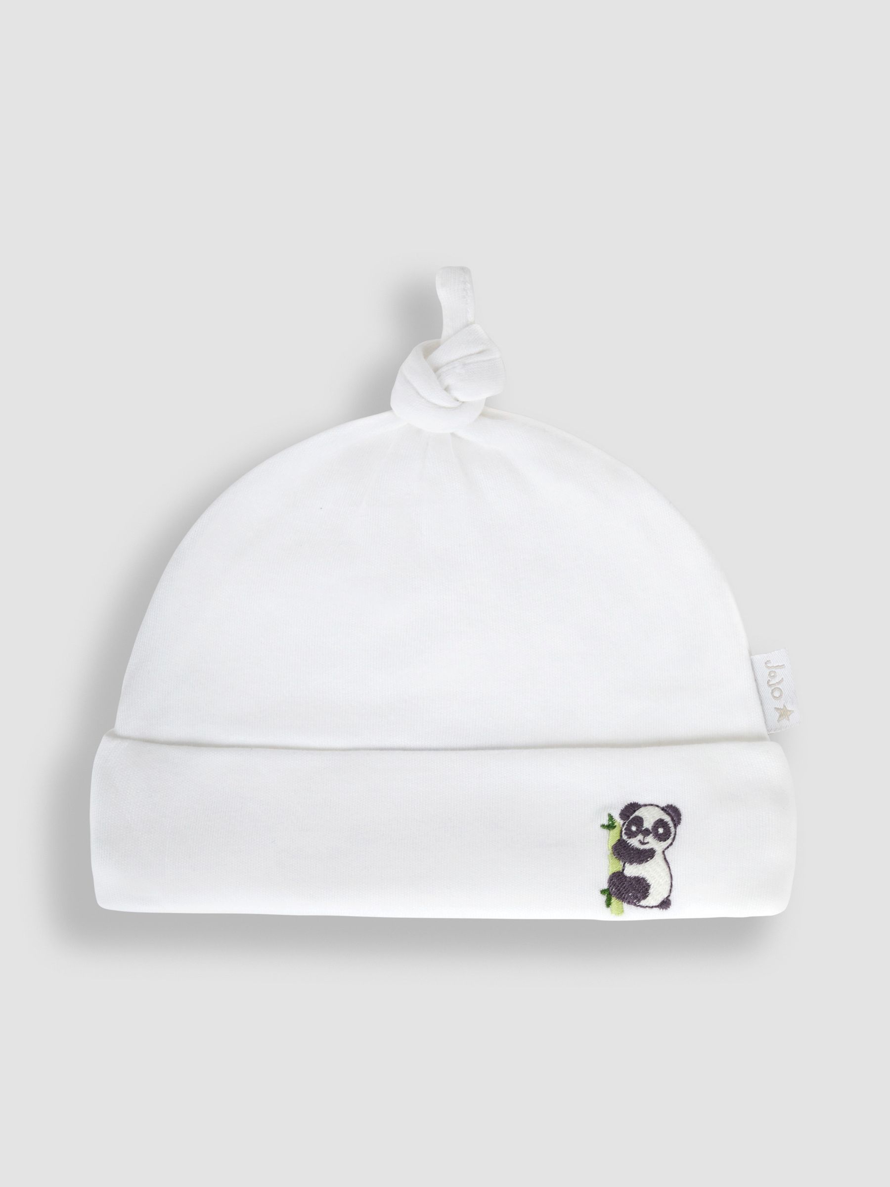 White Panda Embroidered Cotton Baby Hat - Image 1 of 3