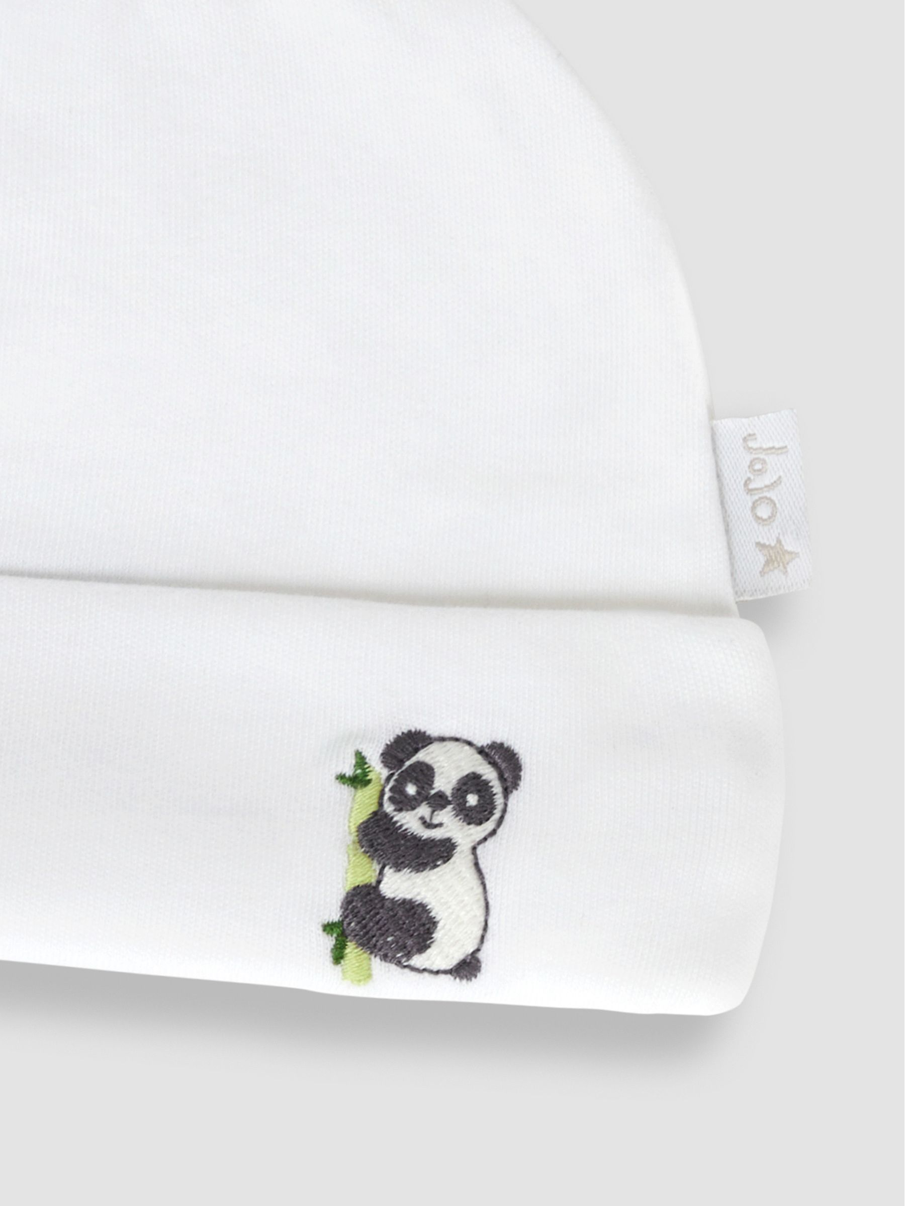 White Panda Embroidered Cotton Baby Hat - Image 3 of 3