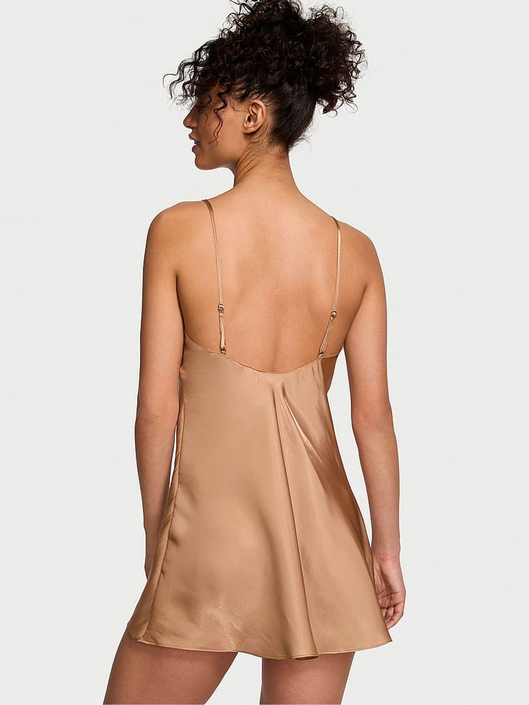 Toffee Nude Organza Mini Slip Dress - Image 2 of 3